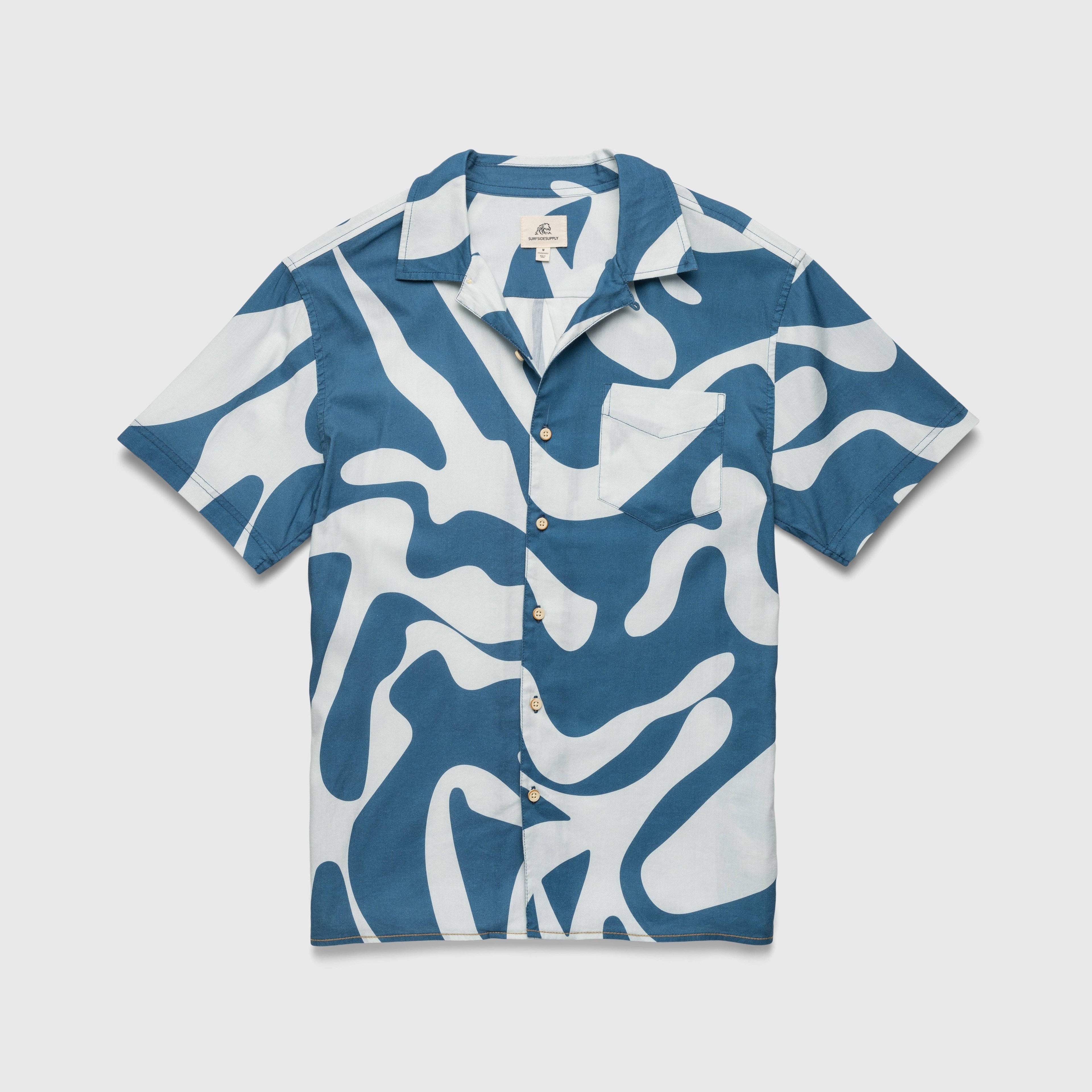 SURFSIDESUPPLY Billy S/S Swirl Camp Collar Shirt - Blue