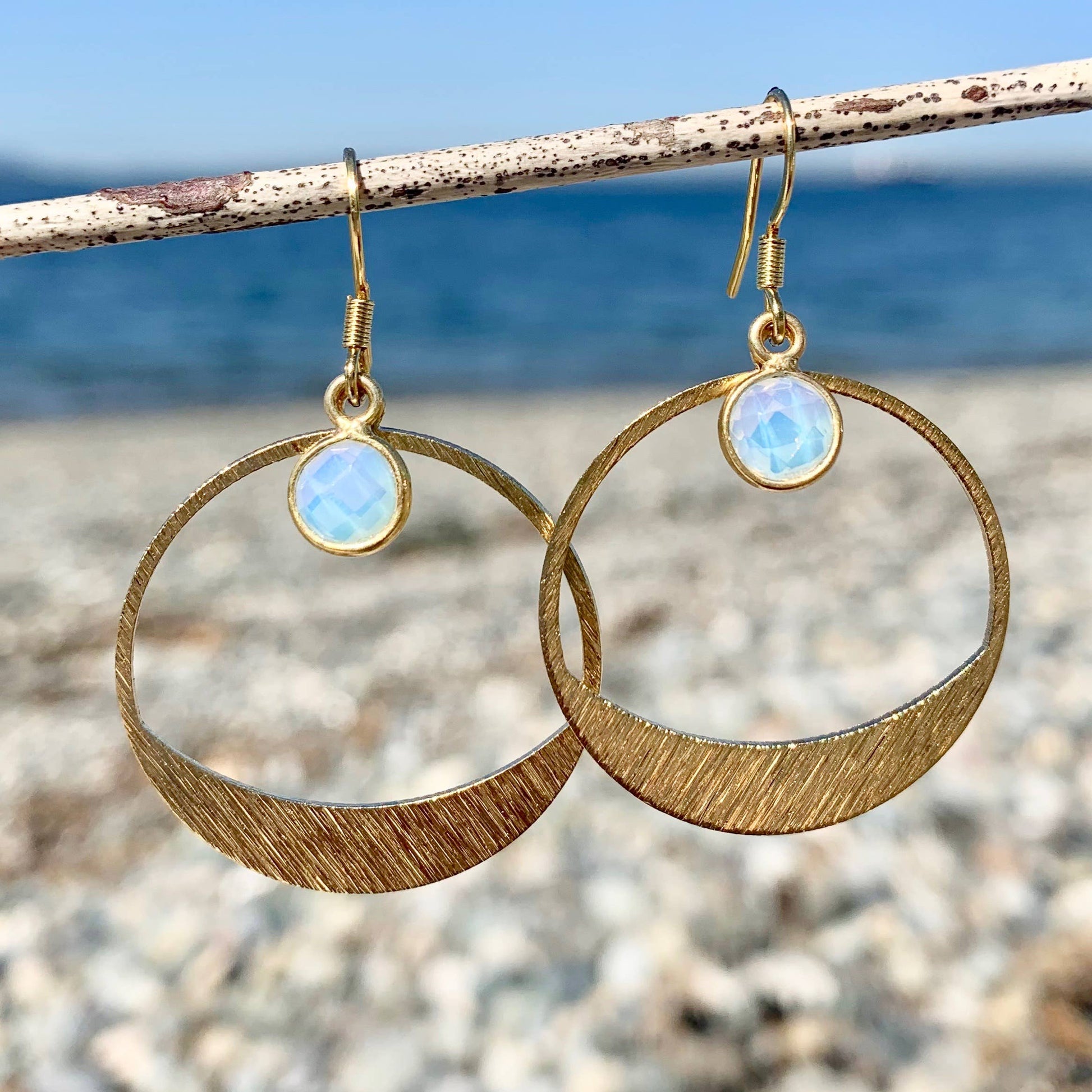 Jo Bird Jewelry Mayan Gemstone Hoop Earrings Opalite