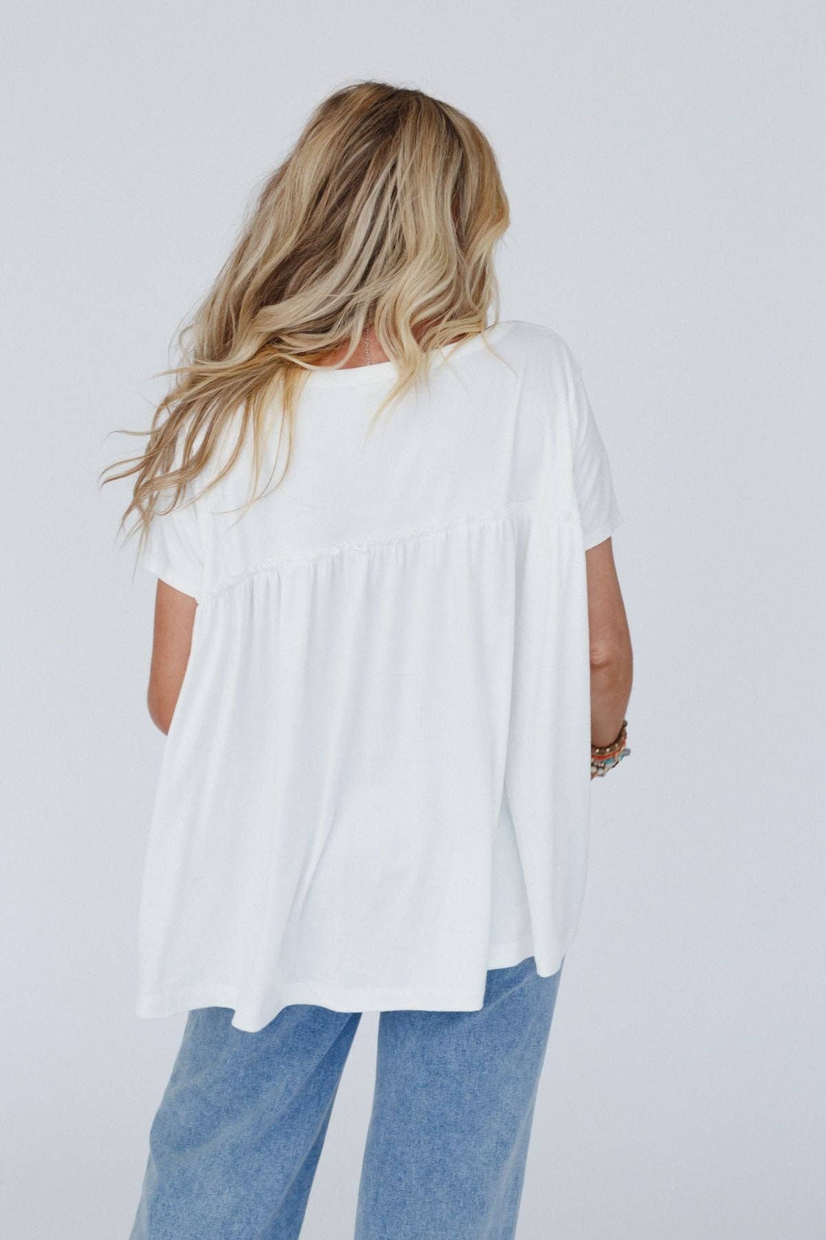 Three Bird Nest SUNDAY MORNING BABYDOLL TOP - WHITE