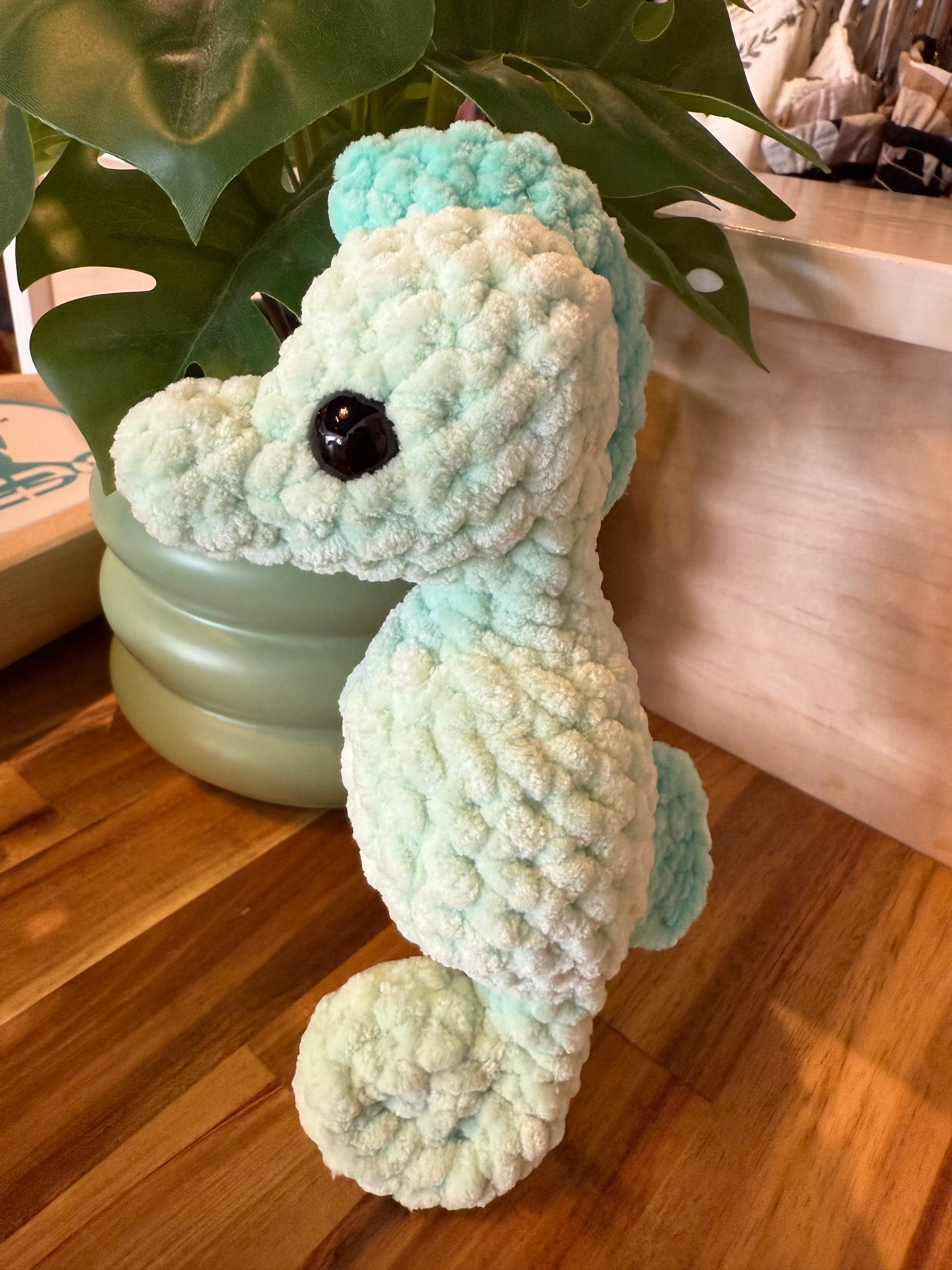 The Yarn Barn NC Seahorse Plushie (Medium) Seafoam