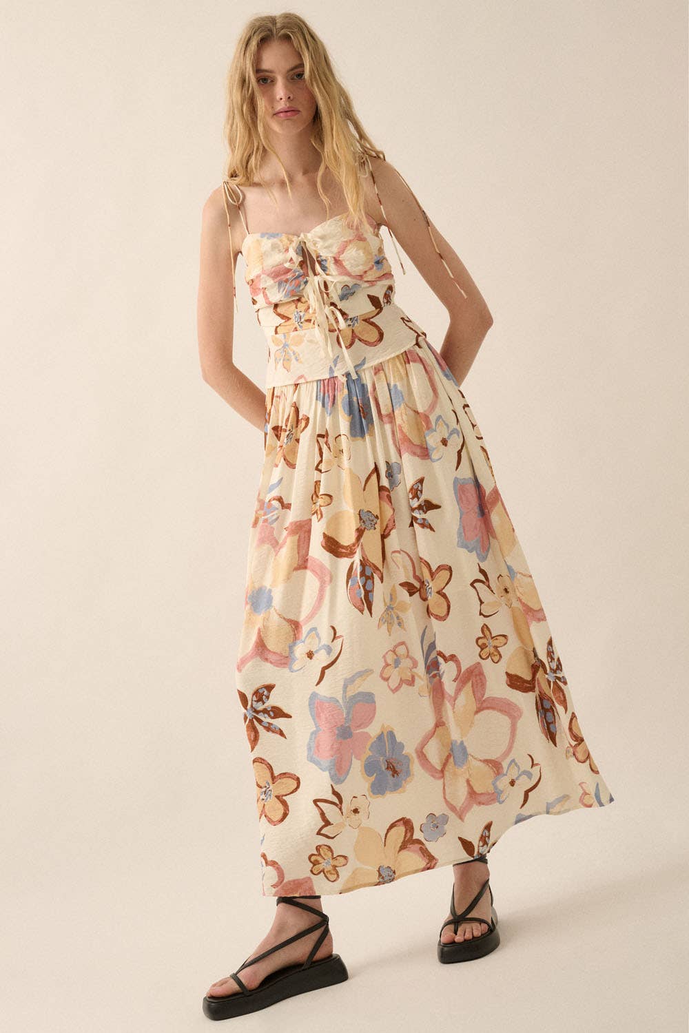 Promesa USA Textured Floral-Print A-Line Maxi Skirt