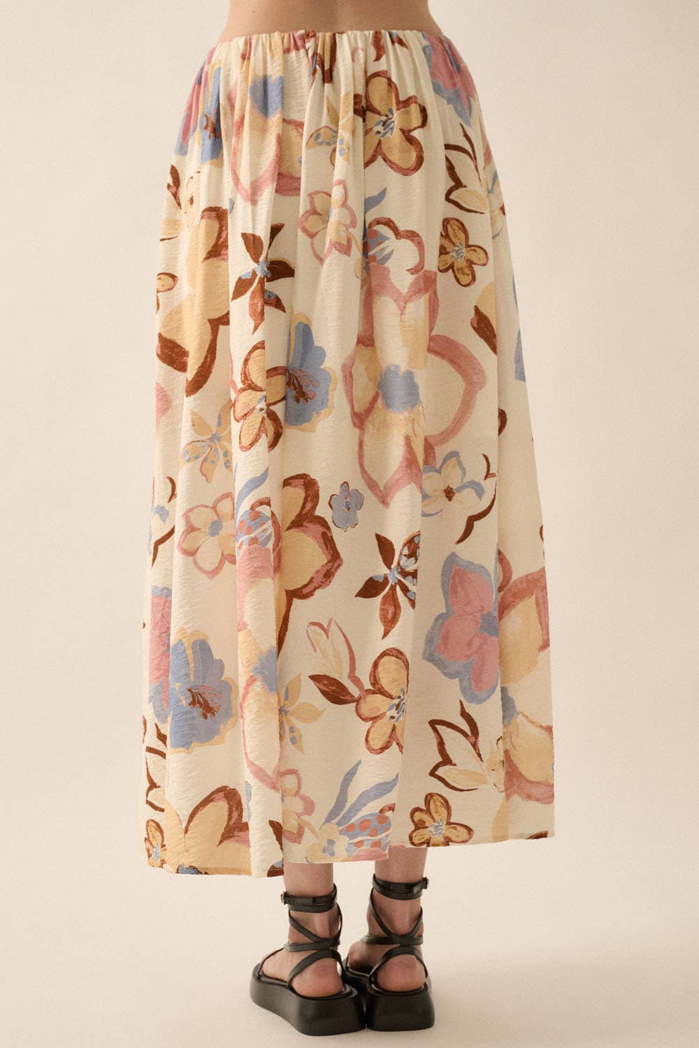 Promesa USA Textured Floral-Print A-Line Maxi Skirt