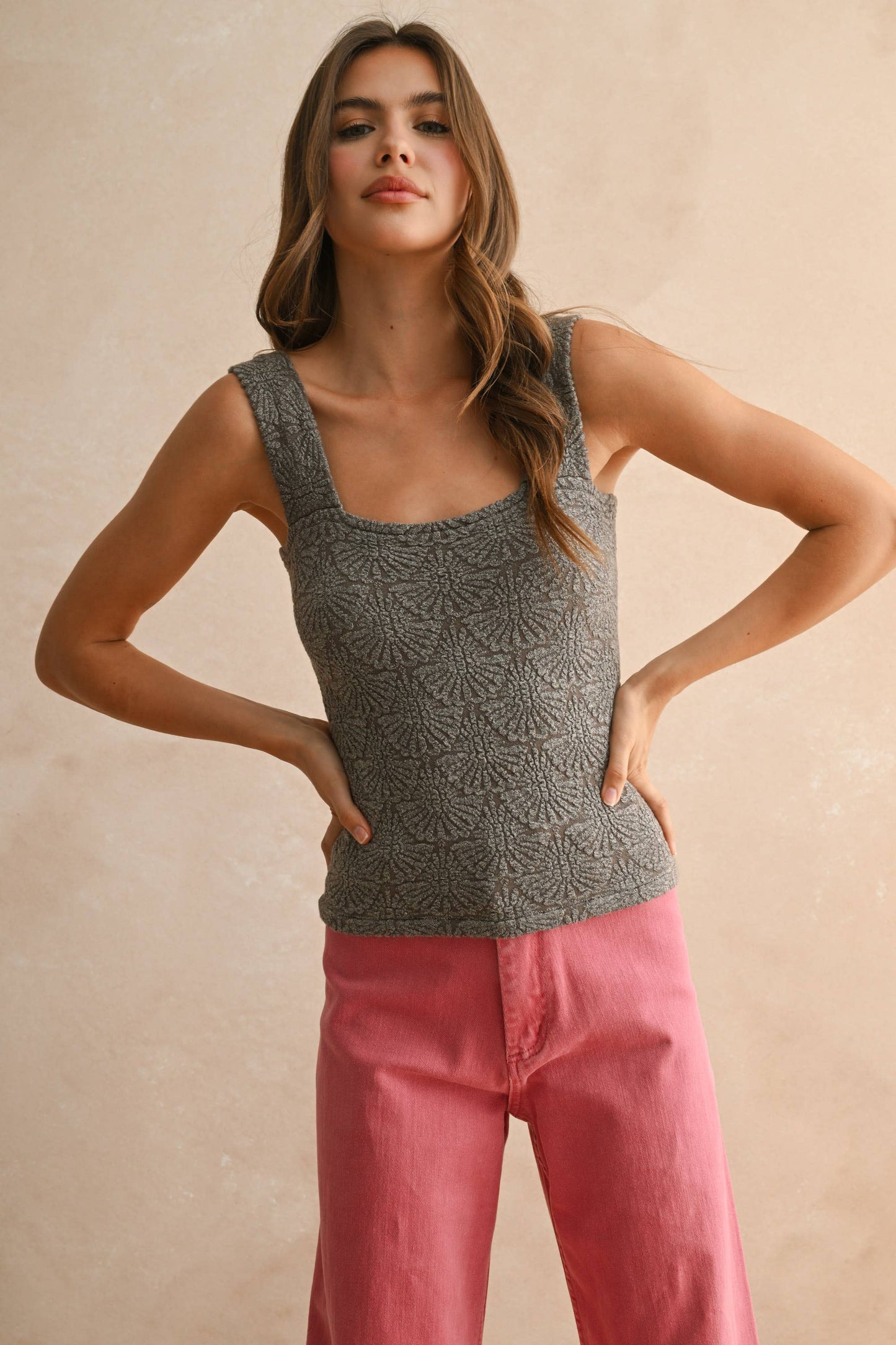 WASHED LOOK DETAIL TEXTURED KNITTED TOP