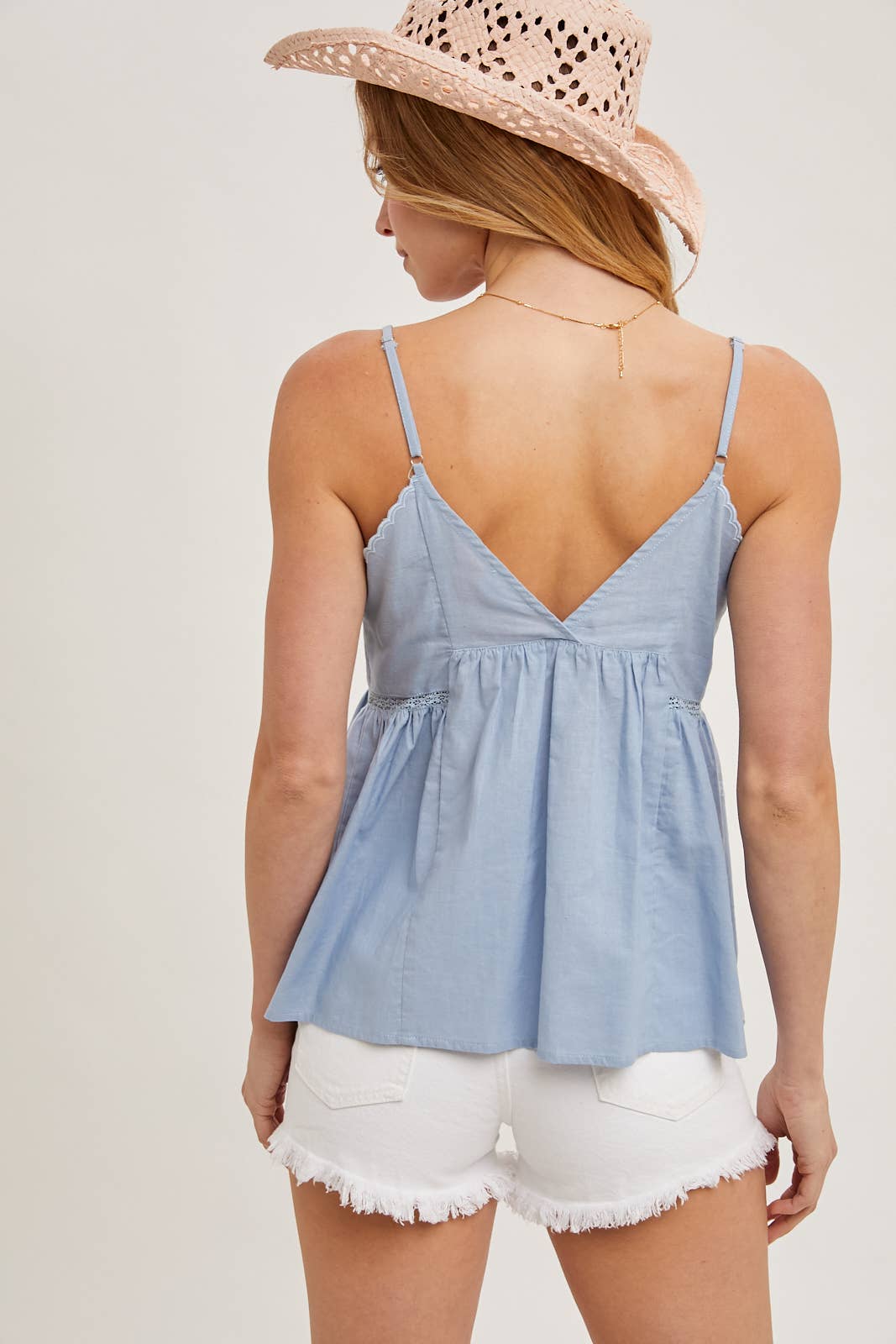 EMBROIDERED BABY DOLL CAMI TOP