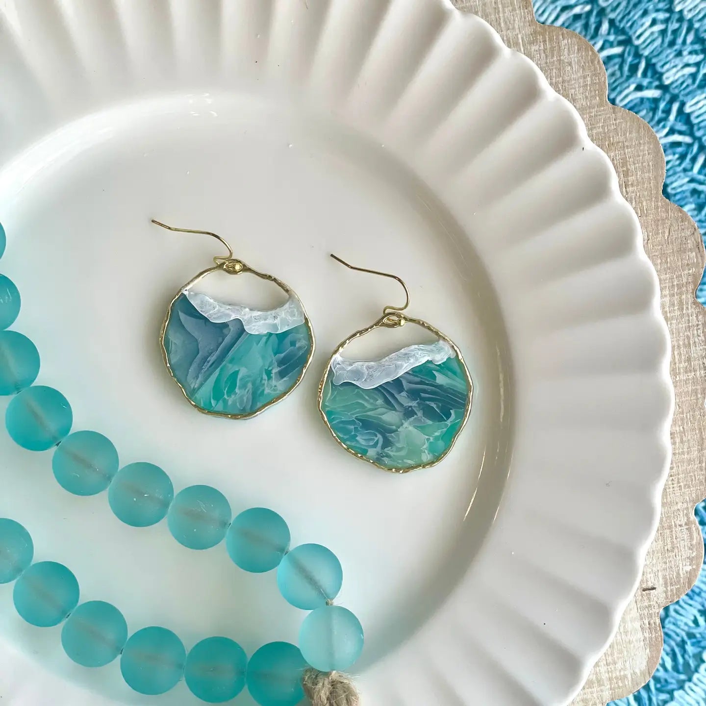 E & M Creative Design Co. OCEAN WAVE EARRINGS Silver Small