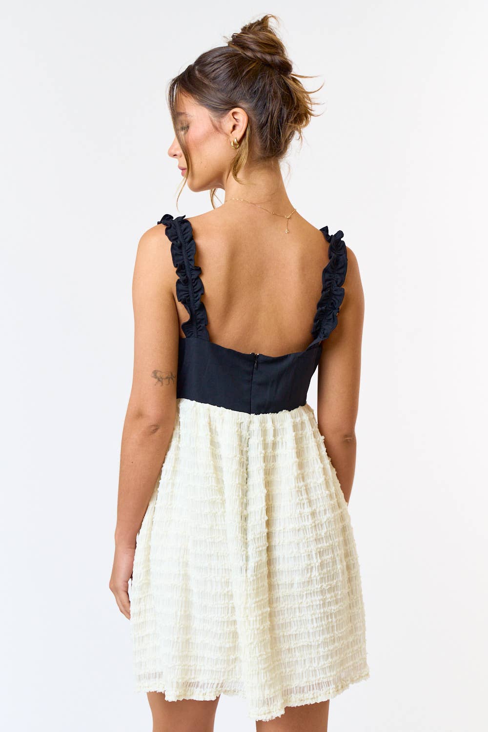 Blue Blush BOW STRAP DETAIL CHIFFON BABYDOLL DRESS