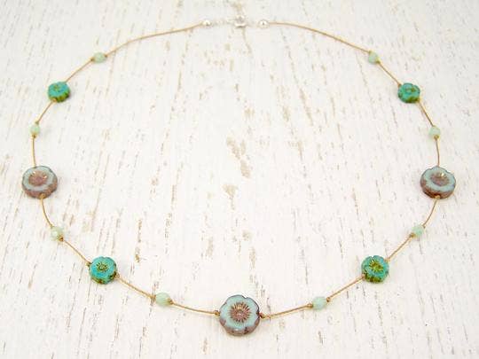 Jo Bird Jewelry Hibiscus Necklace Seafoam