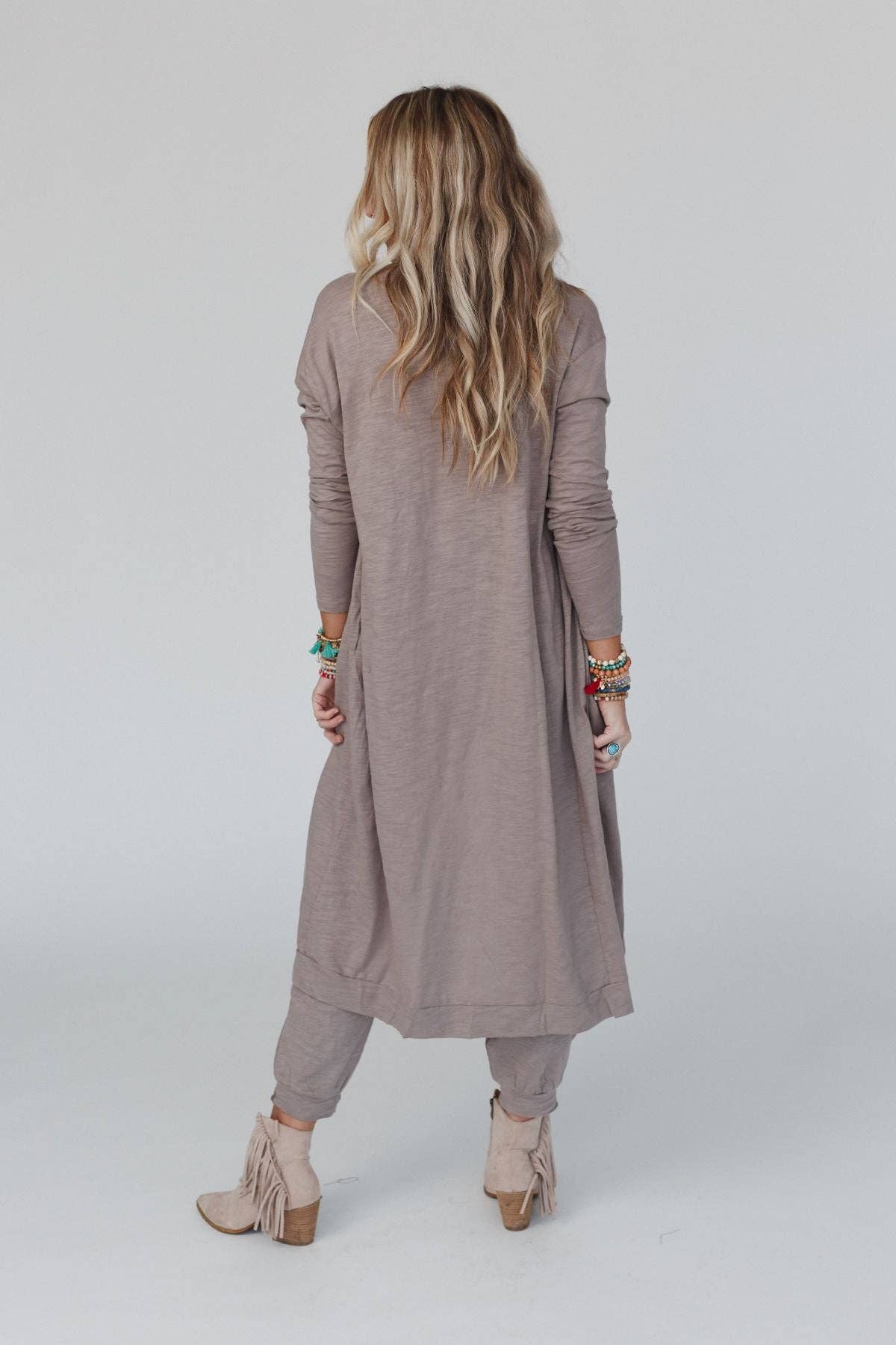 Three Bird Nest Set to Go Textured Jumpsuit And Cardigan Set