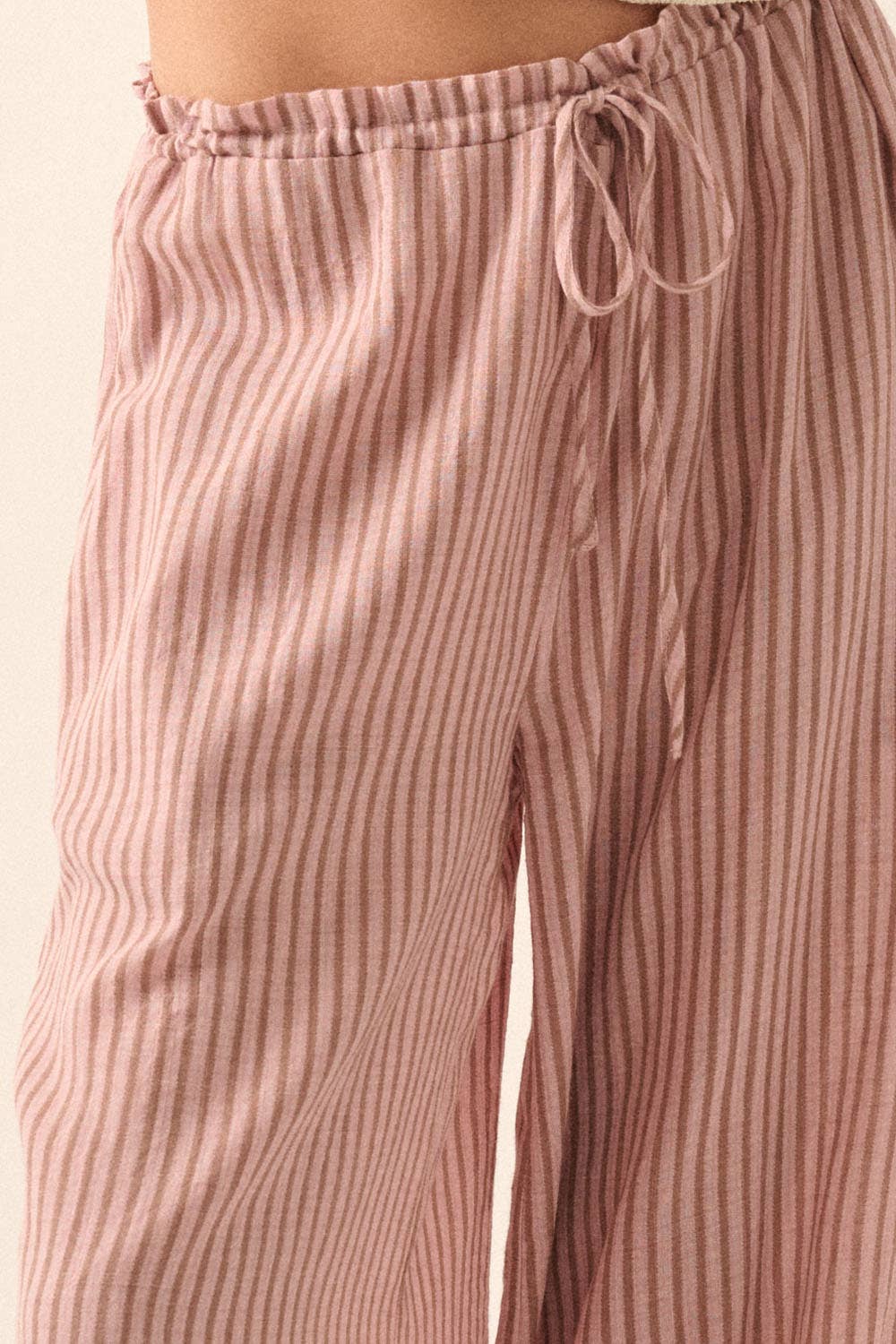 Promesa USA Stripe-Print Woven Wide-Leg Drawstring Pants