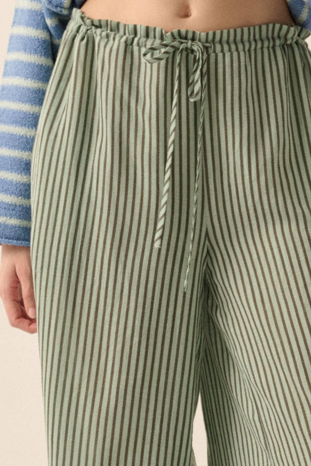 Promesa USA Stripe-Print Woven Wide-Leg Drawstring Pants