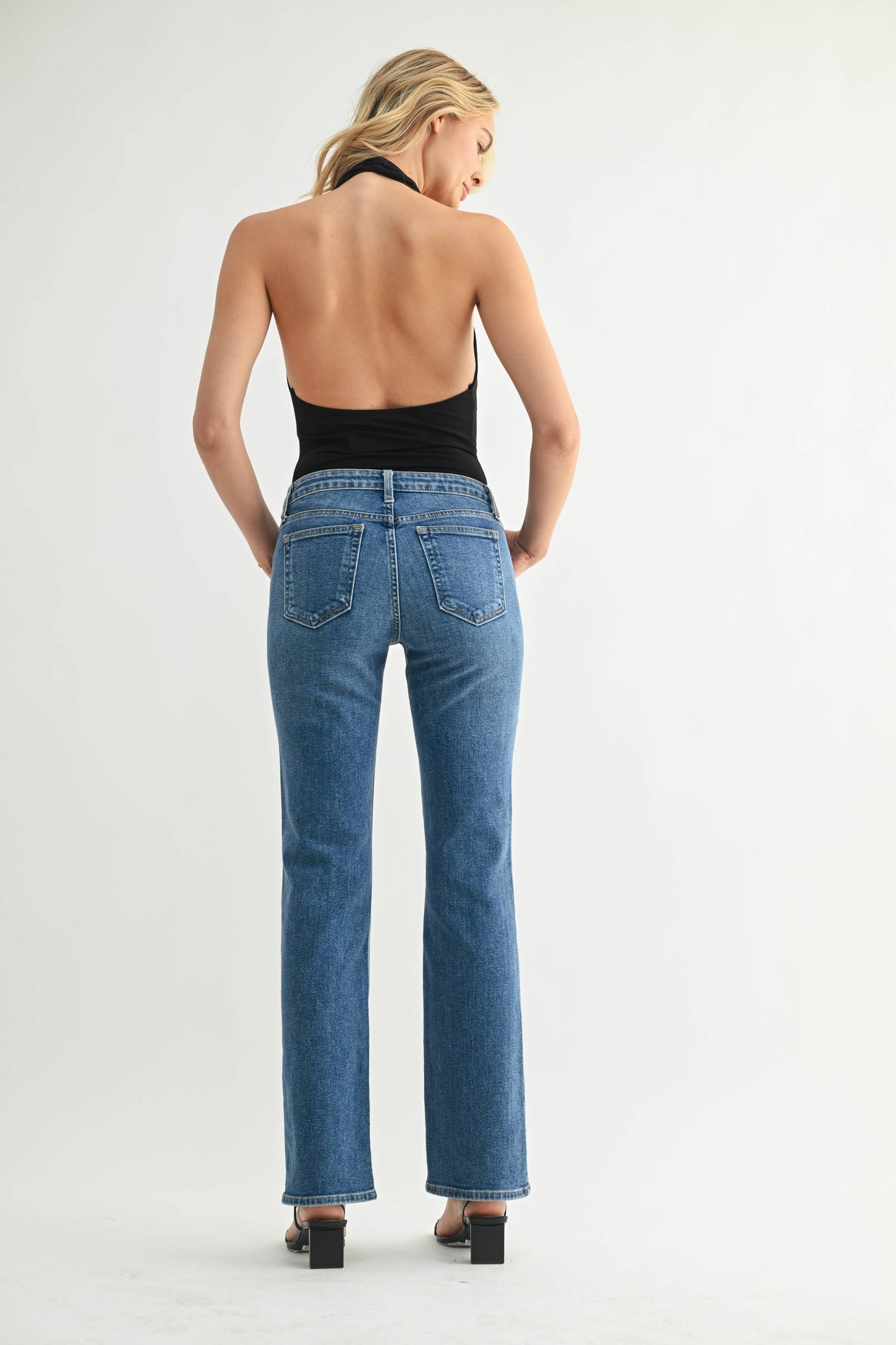 JUST BLACK DENIM LOW RISE VINTAGE SLIM BOOTCUT - Dark Wash
