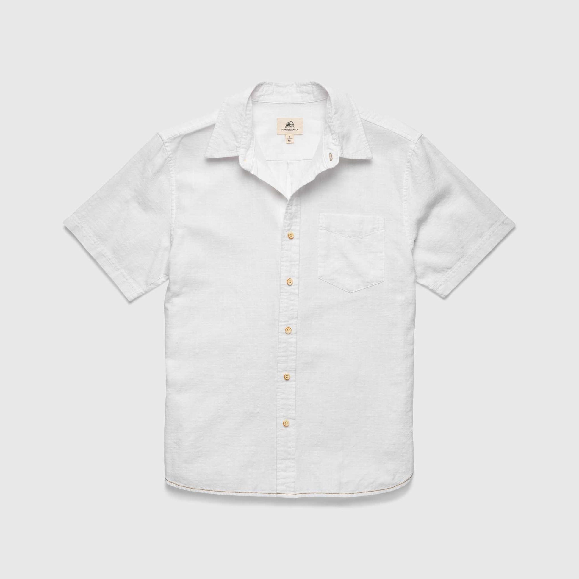 SURFSIDESUPPLY Joey 2tone slub shirt - Brilliant White