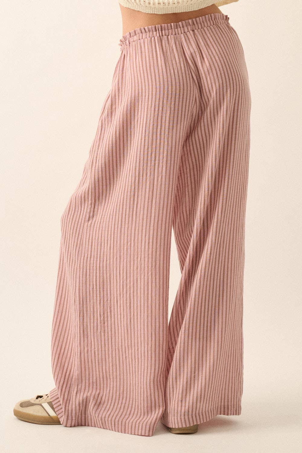 Promesa USA Stripe-Print Woven Wide-Leg Drawstring Pants