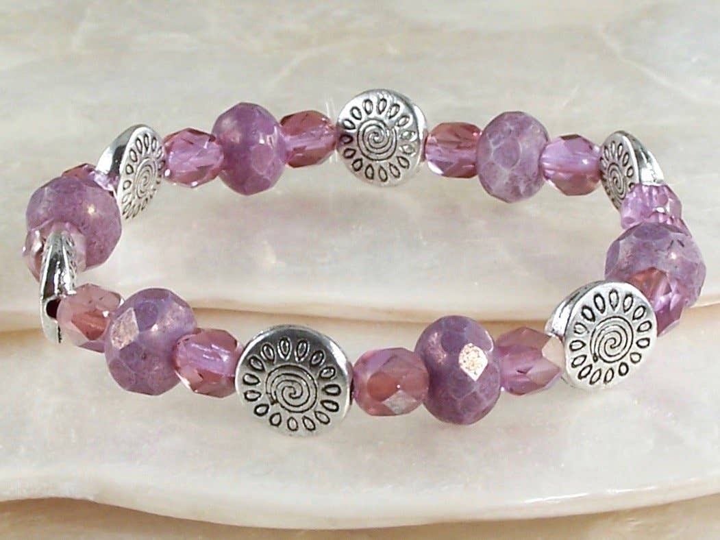 Jo Bird Jewelry Elastic Czech Bracelet - Spring Colors Acai