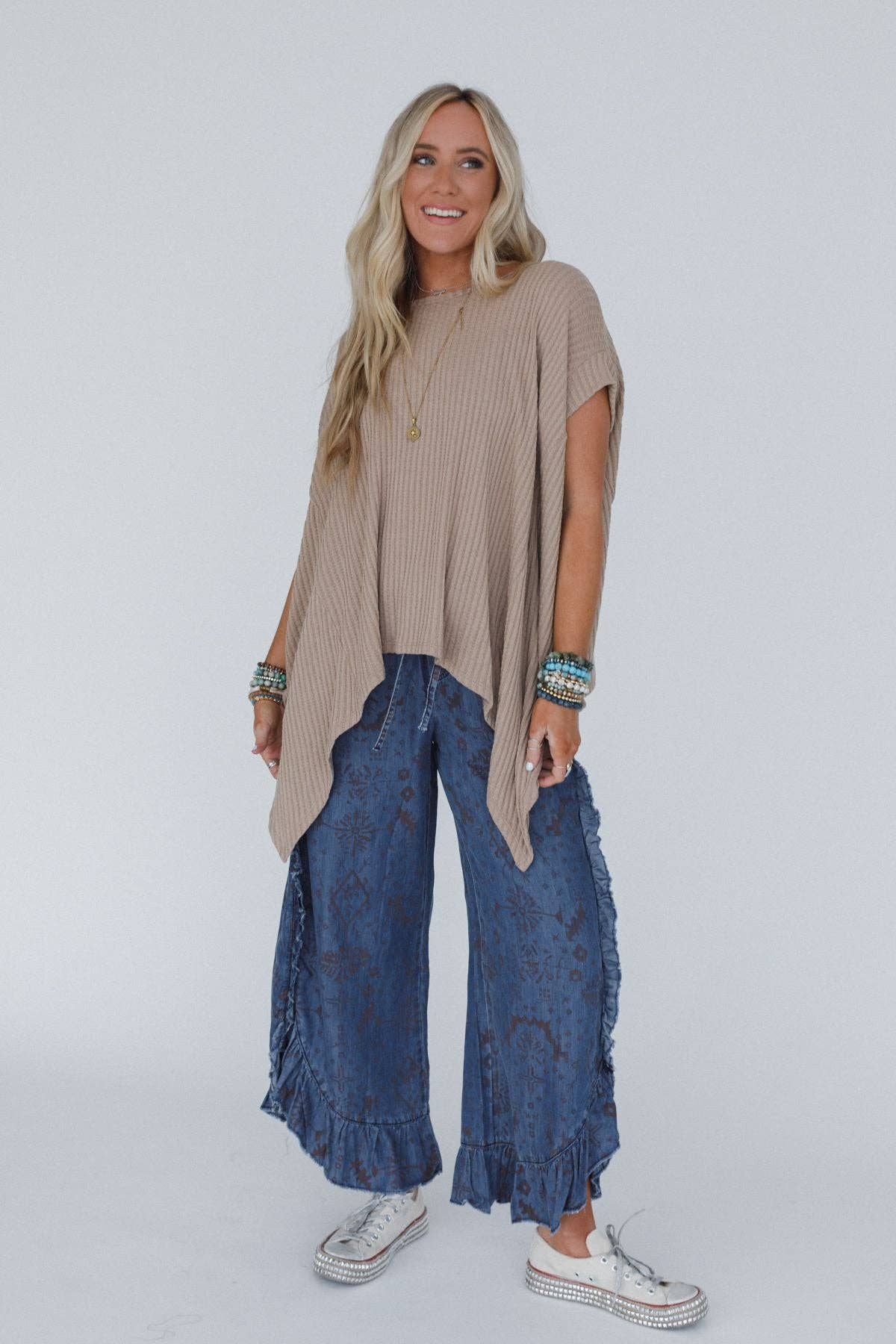 Three Bird Nest Everleigh Textured Tunic Top - Taupe