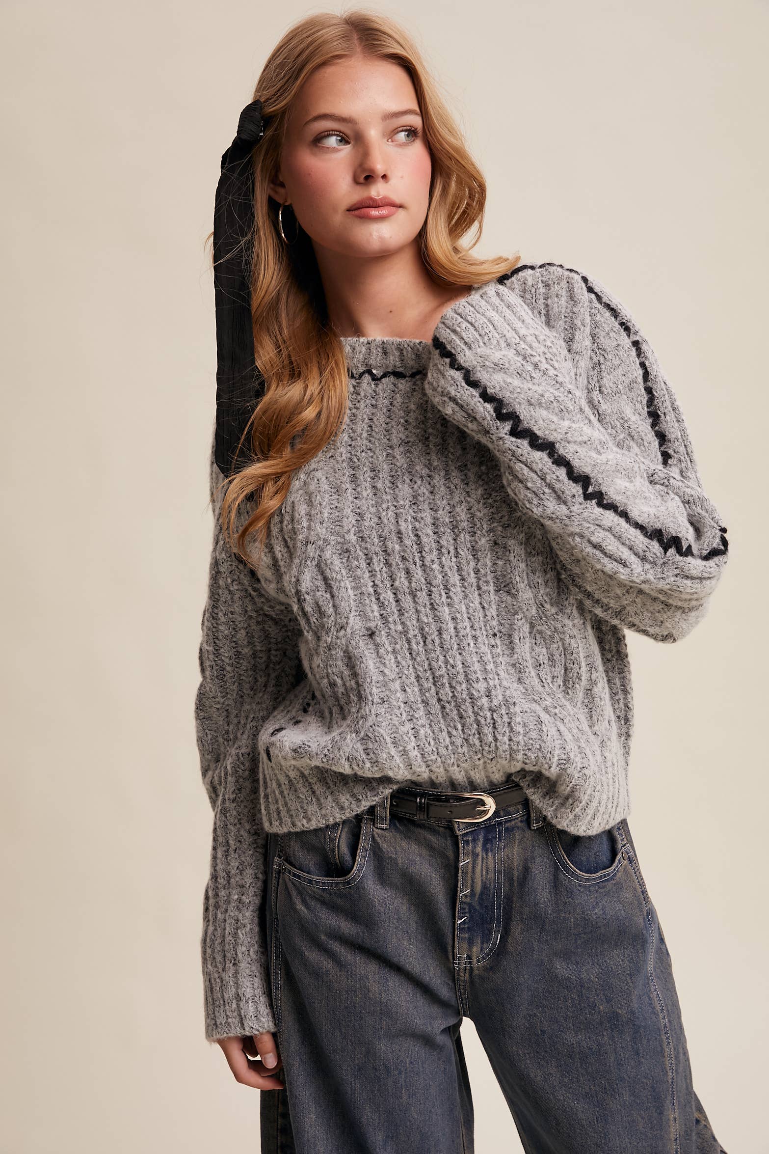 Listicle Fireside Cable Knit Sweater