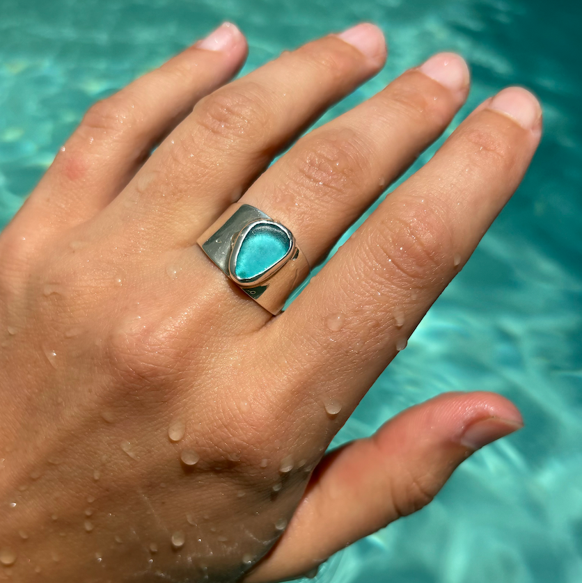 The Salty Gem Blue Bold Sea Glass Band