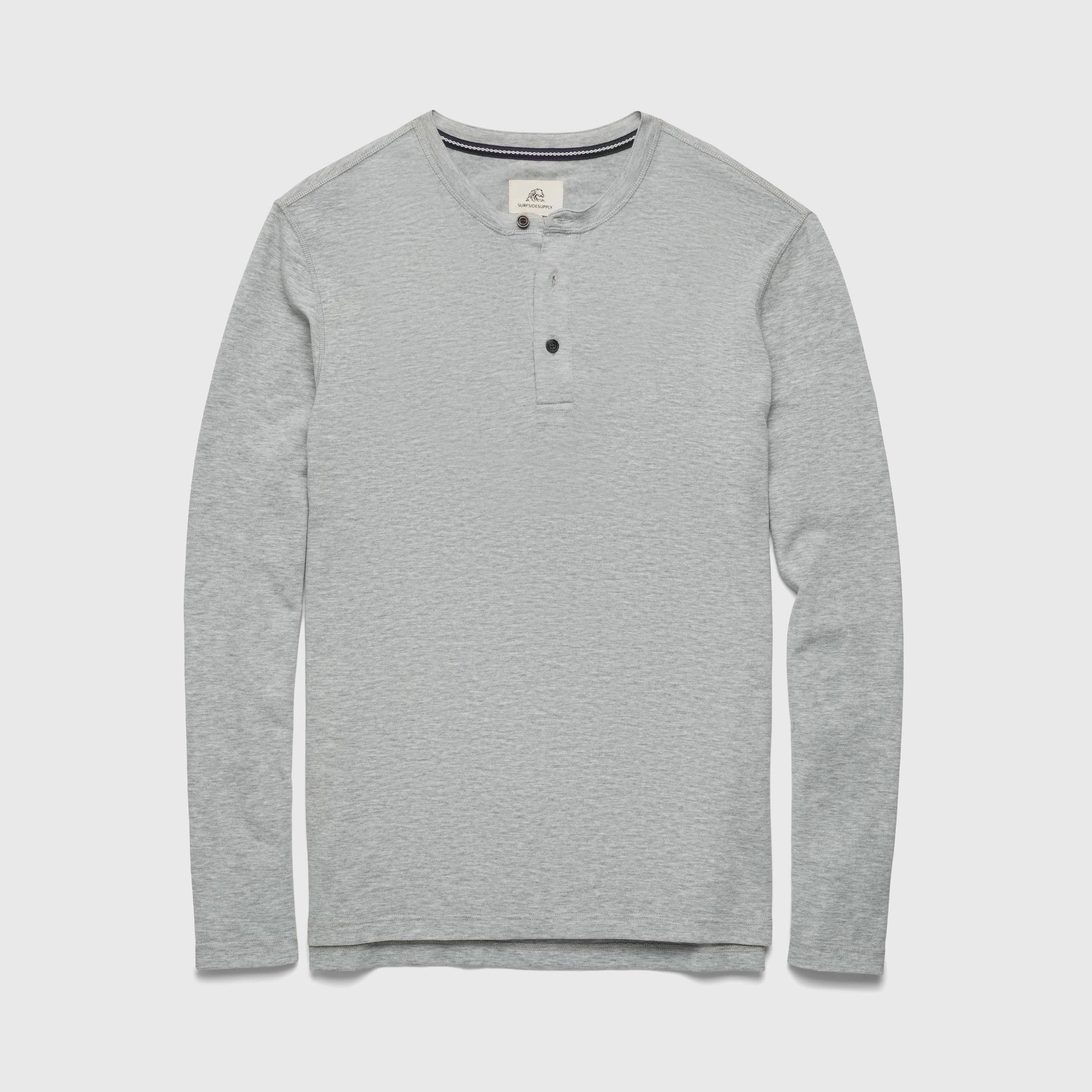 SURFSIDESUPPLY Sean Ultra Soft Classic Henley - Heather Grey