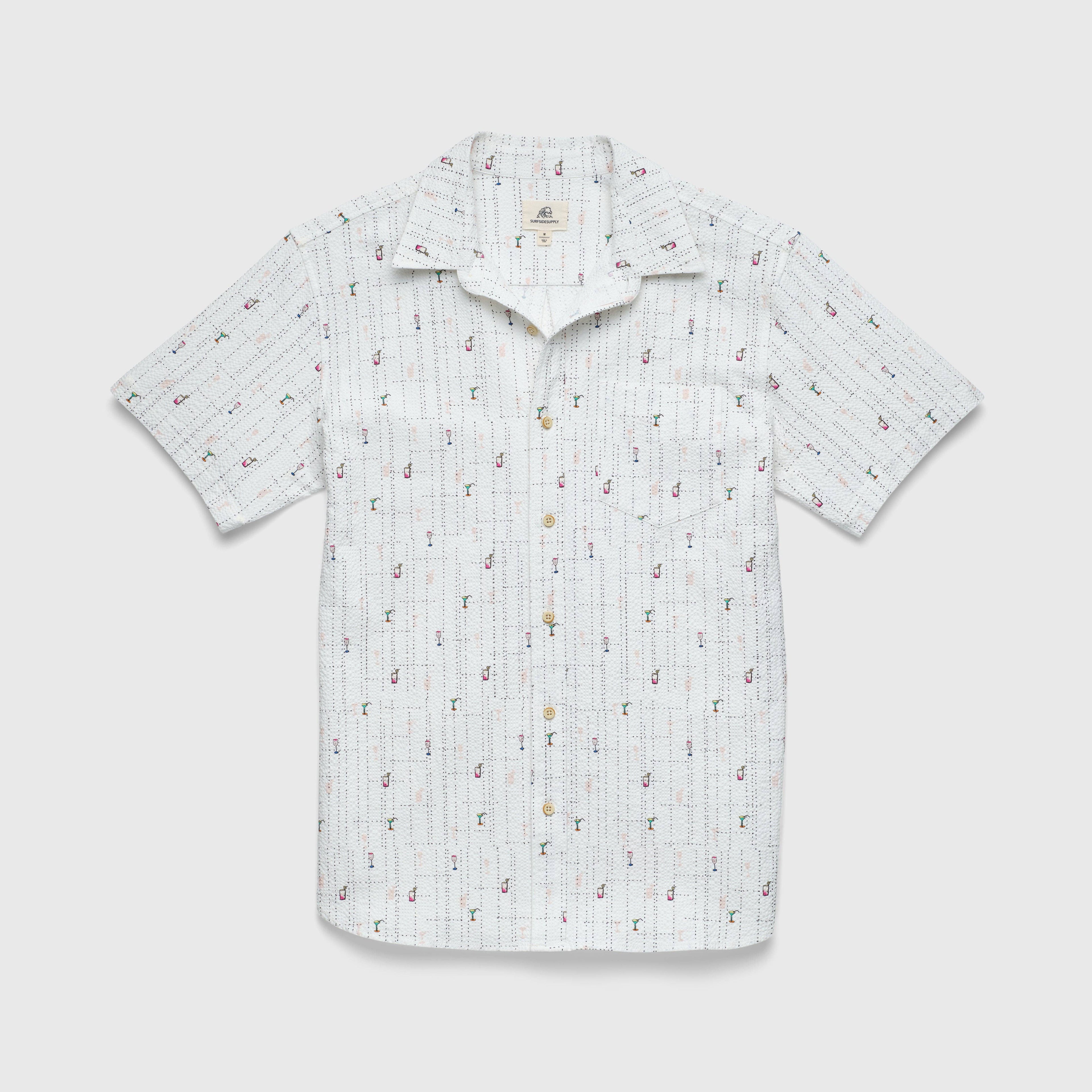 SURFSIDESUPPLY Joey Seersucker Cocktail Printed Shirt
