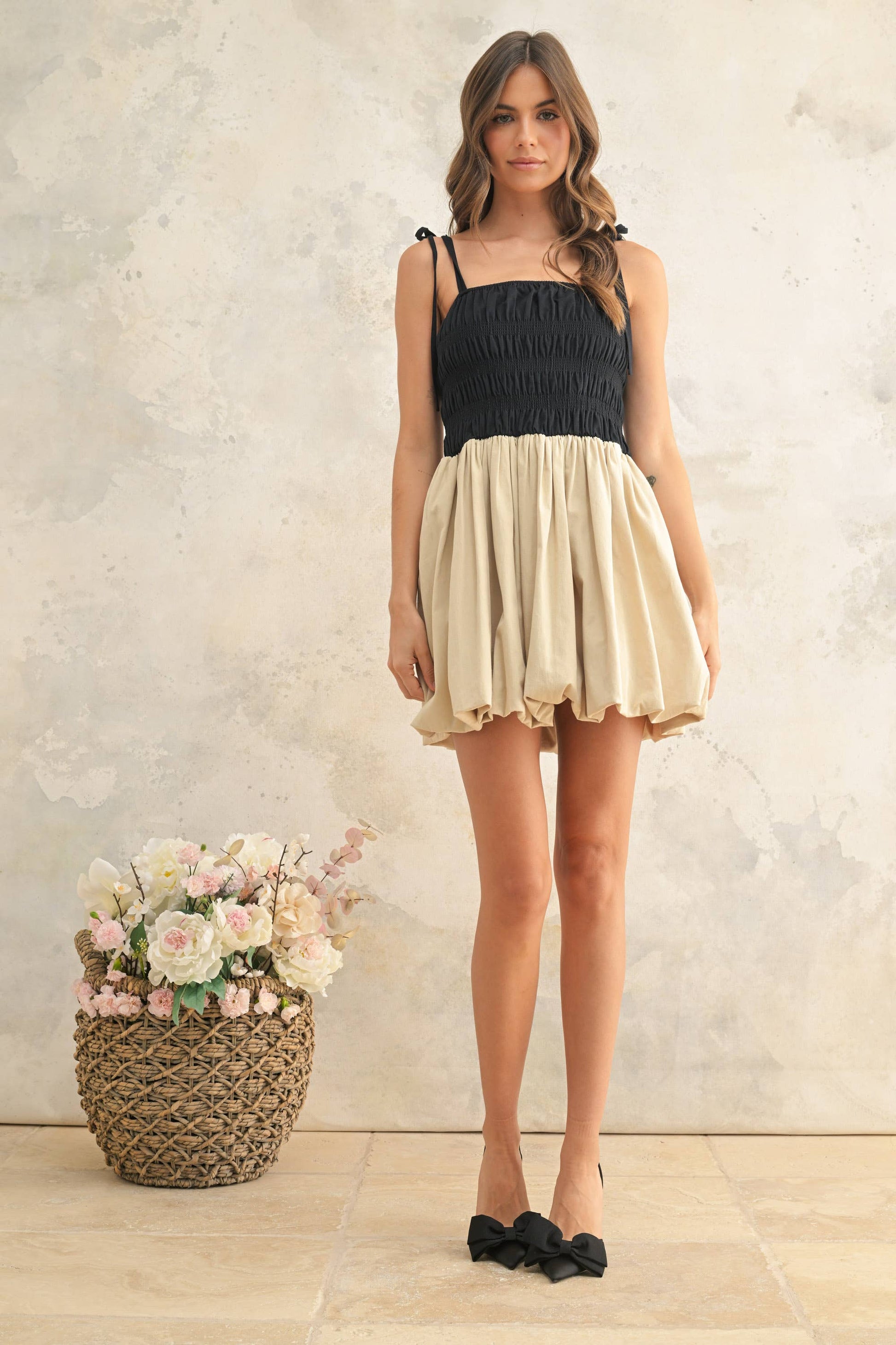 MIOU MUSE CONTRASED TOP BALLON DRESS