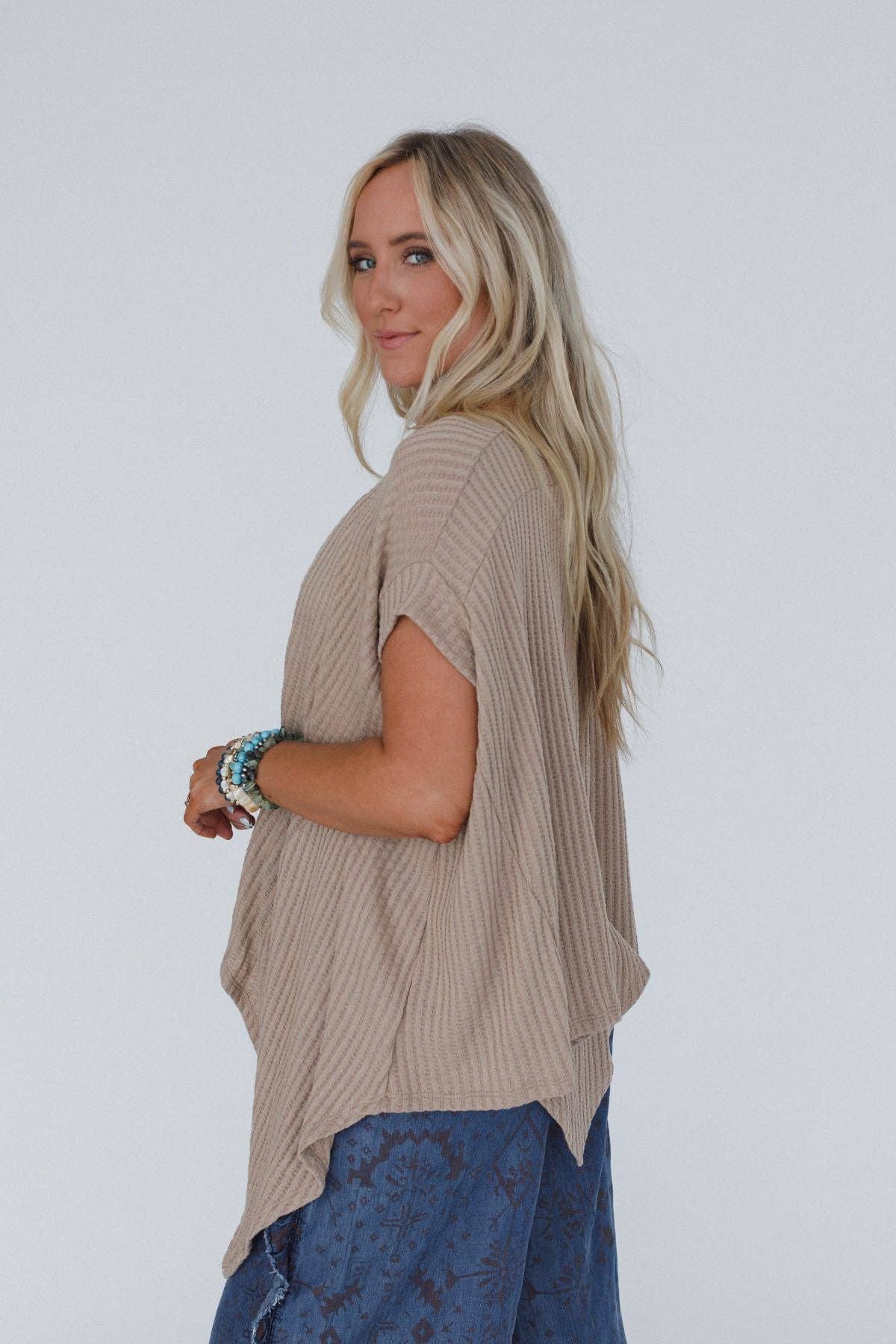 Three Bird Nest Everleigh Textured Tunic Top - Taupe