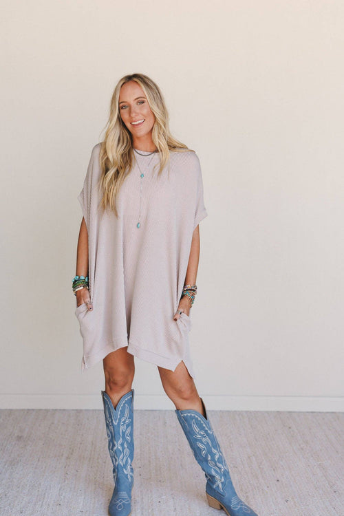 Three Bird Nest Moon Glow Texture Dress - Oat