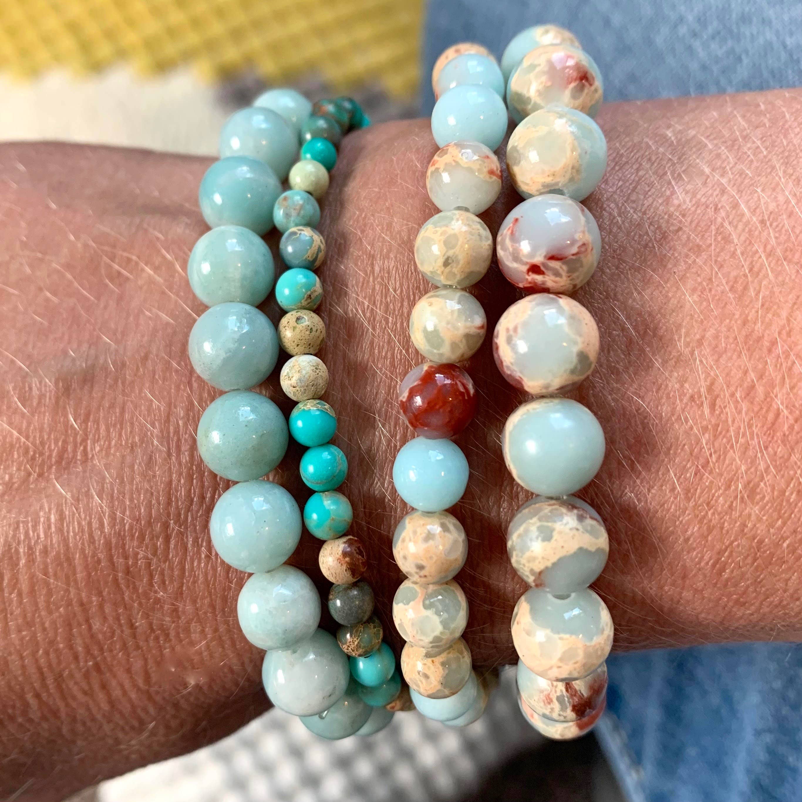 Jo Bird Jewelry Gemstone Elastic Bracelet - Caribbean
