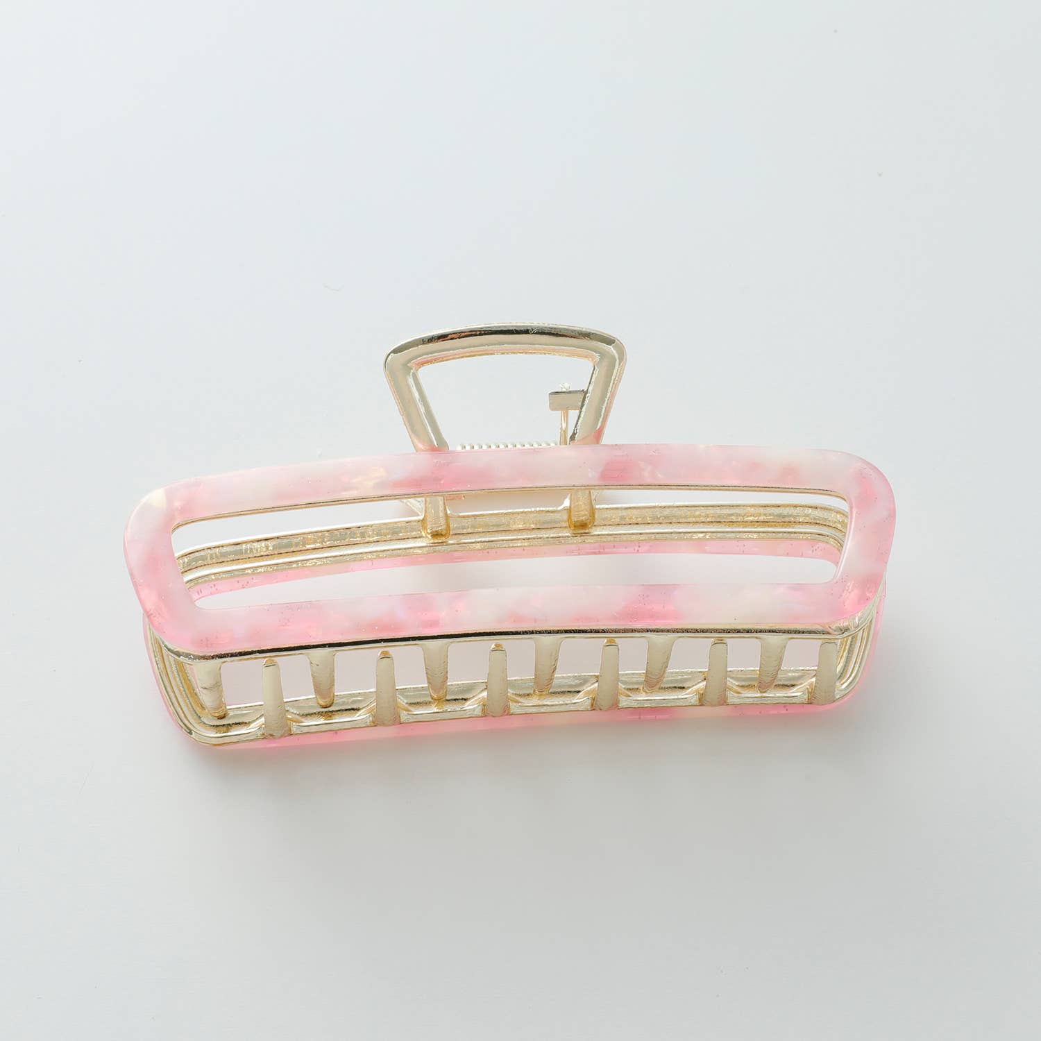 Adorro Harlow Large Fairy | Large Hollow Rectangle Metal Claw Clip Pink