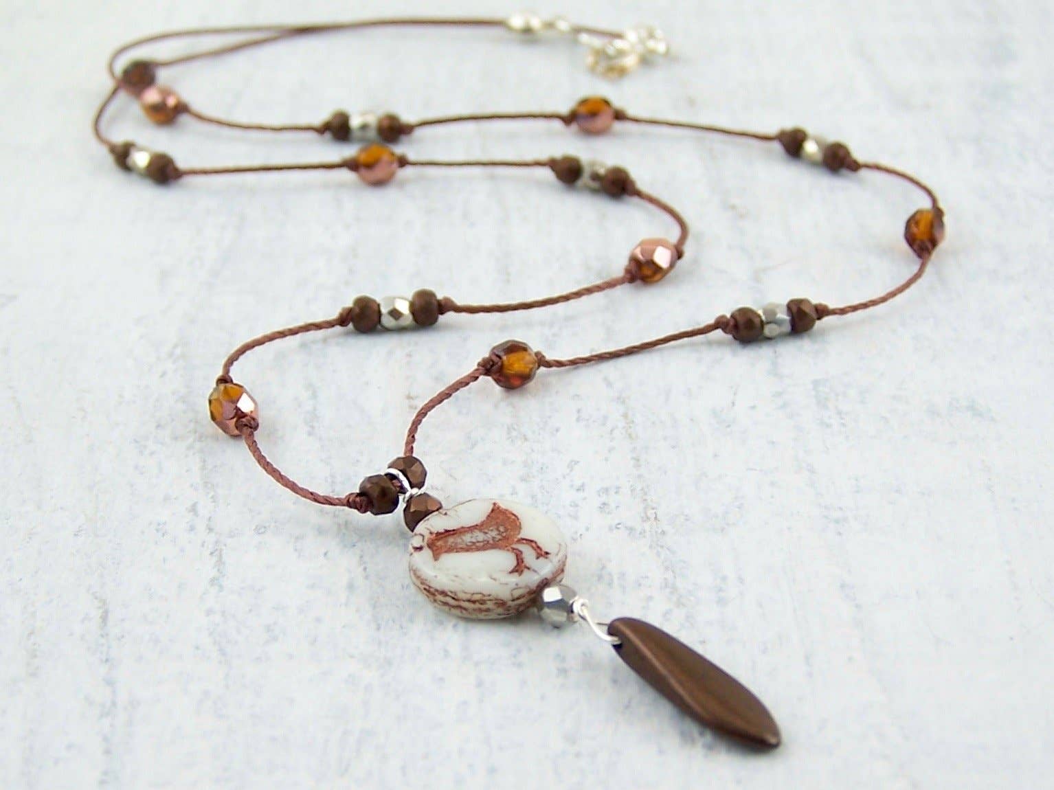 Jo Bird Jewelry Bird Necklace Ivory Bronze
