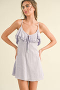Klesis DAMAGED: RUFFLED DRESS WITH STRAPPY CRISS CROSS BACK LILAC