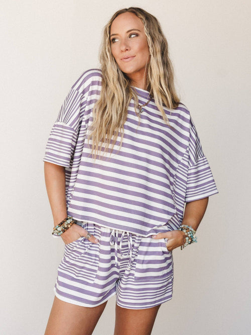 Three Bird Nest Play Date Short Set - Lavender