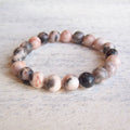 Jo Bird Jewelry Gemstone Elastic Bracelet - Greys Pink Zebra Jasper
