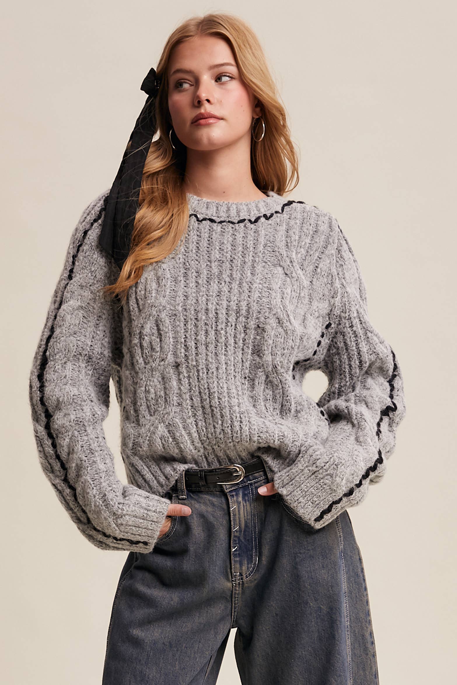 Listicle Fireside Cable Knit Sweater