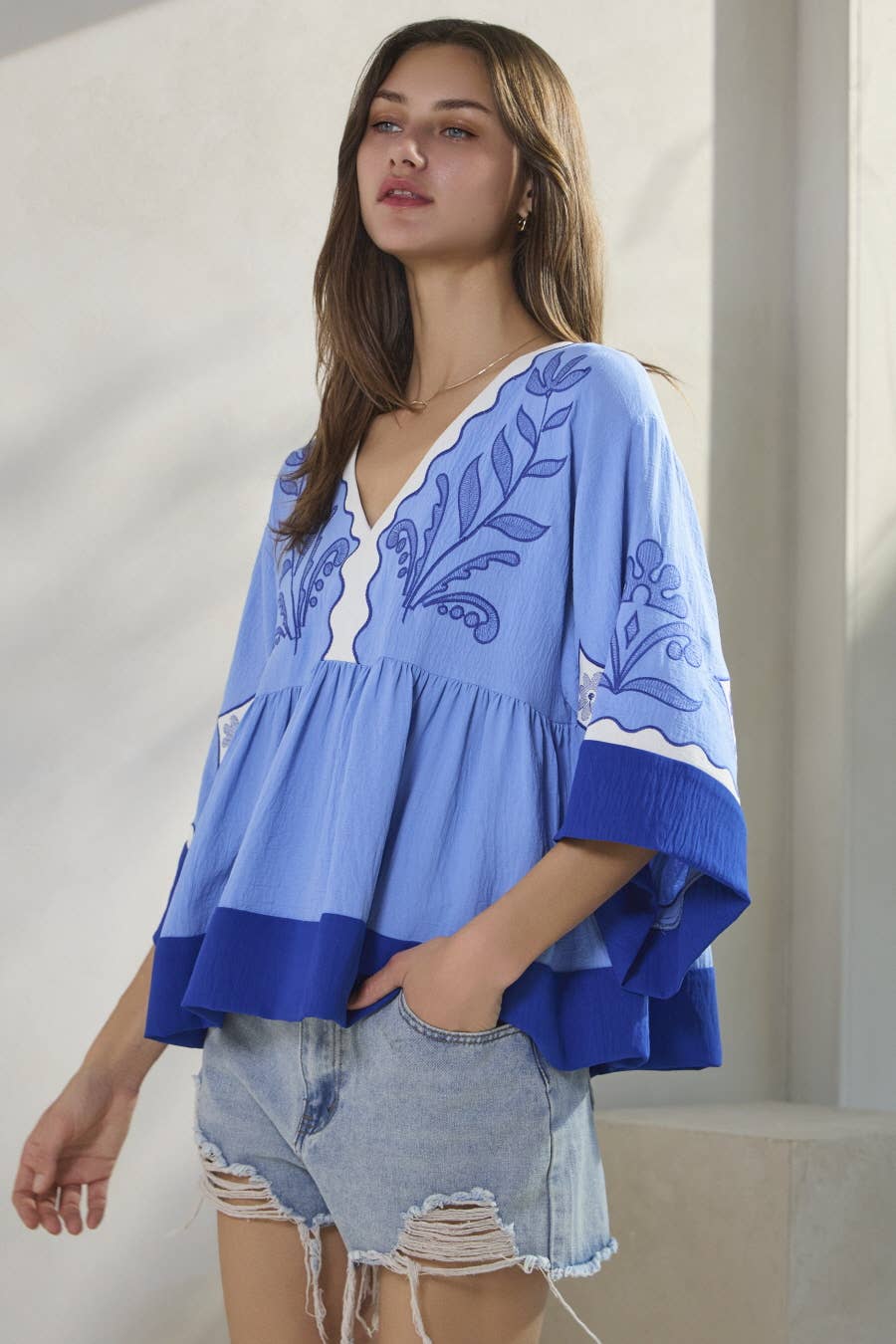 Oddi Blueberry Pie V Neck Top