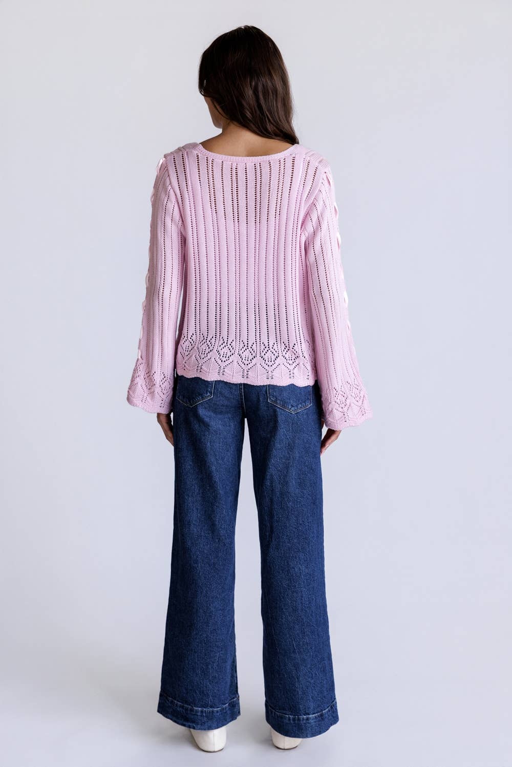STORIA CLEMENTINE POINTELLE CARDIGAN LIGHT PINK S