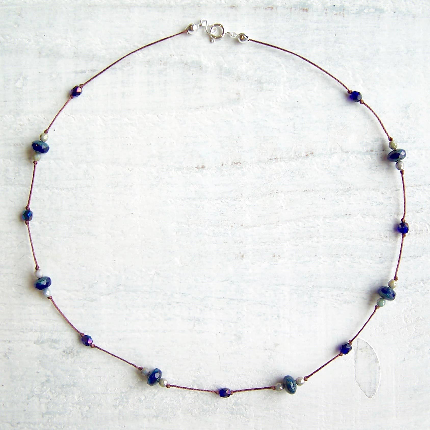 Jo Bird Jewelry Czech Glass Choker Necklace Cobalt