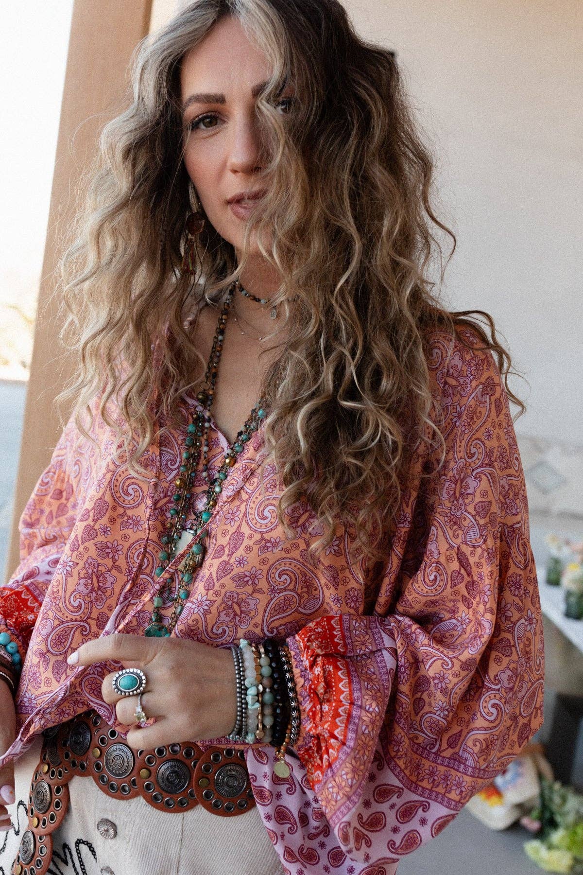 Three Bird Nest Lani Border Print Top