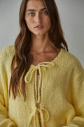 By Together Eggnog Tie Front Sweater M Yellow