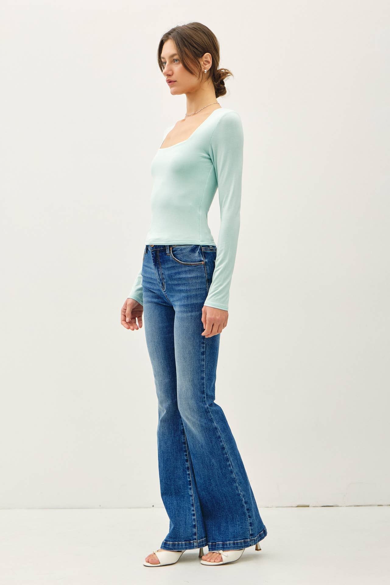 Be Cool BASIC THREADS SQUARE NECK LONG SLEEVE TOP