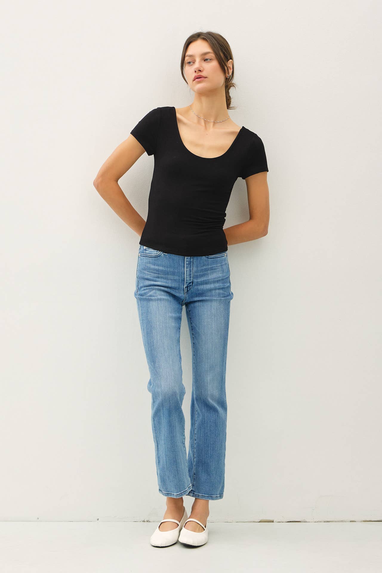 Be Cool BASIC THREADS DOUBLE LINED SCOOP NECK CAP SLEEVE TOP