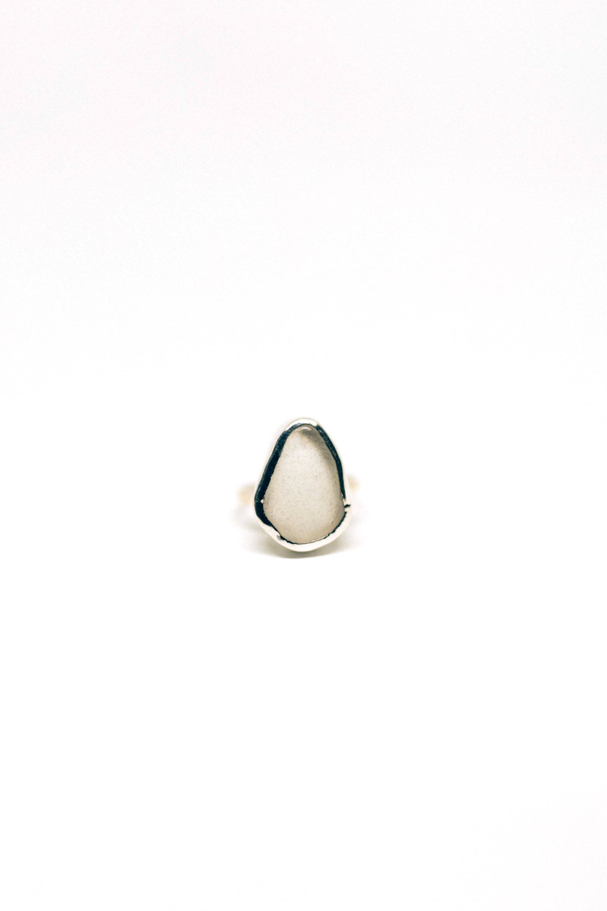 The Salty Gem White Sea Glass Ring (Handmade)