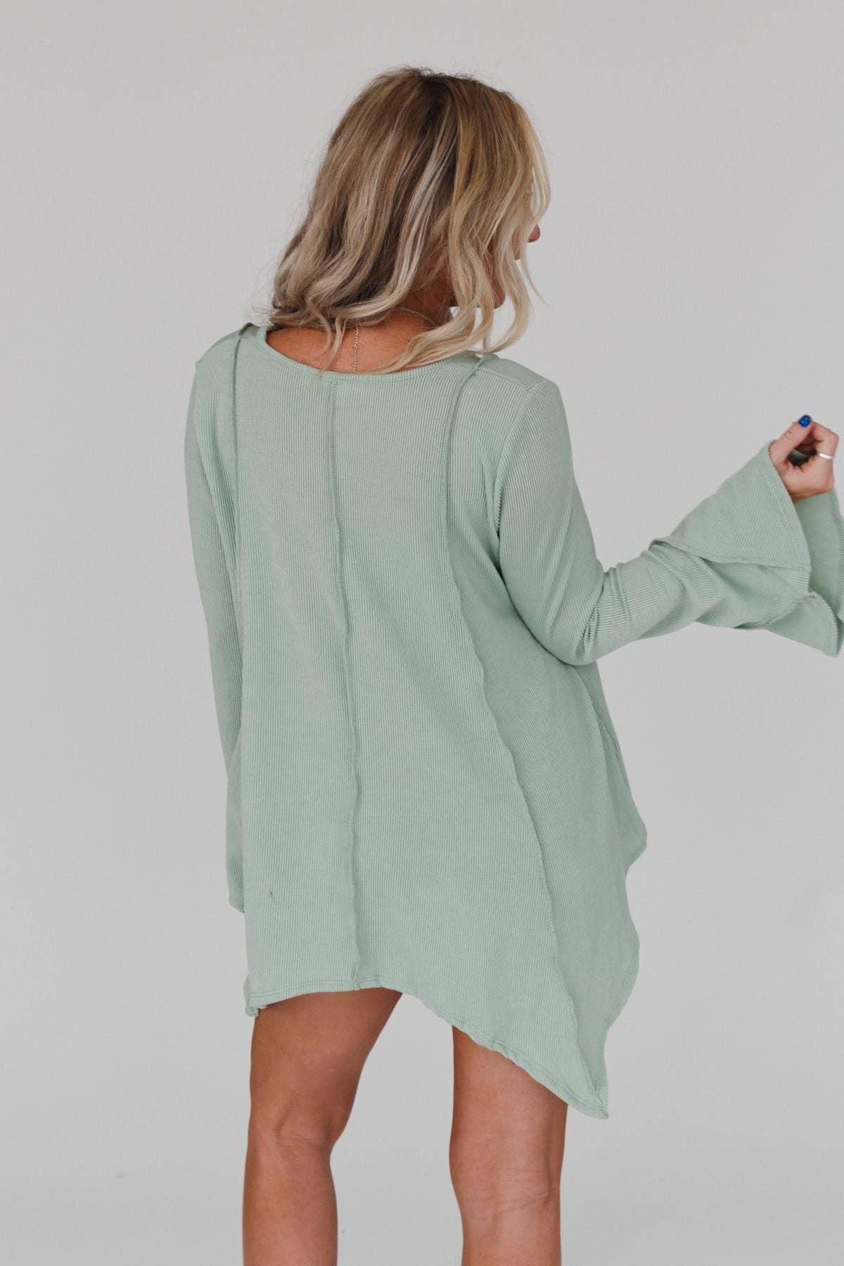 Three Bird Nest Golden Hour Long Bell Sleeve Top - Sage