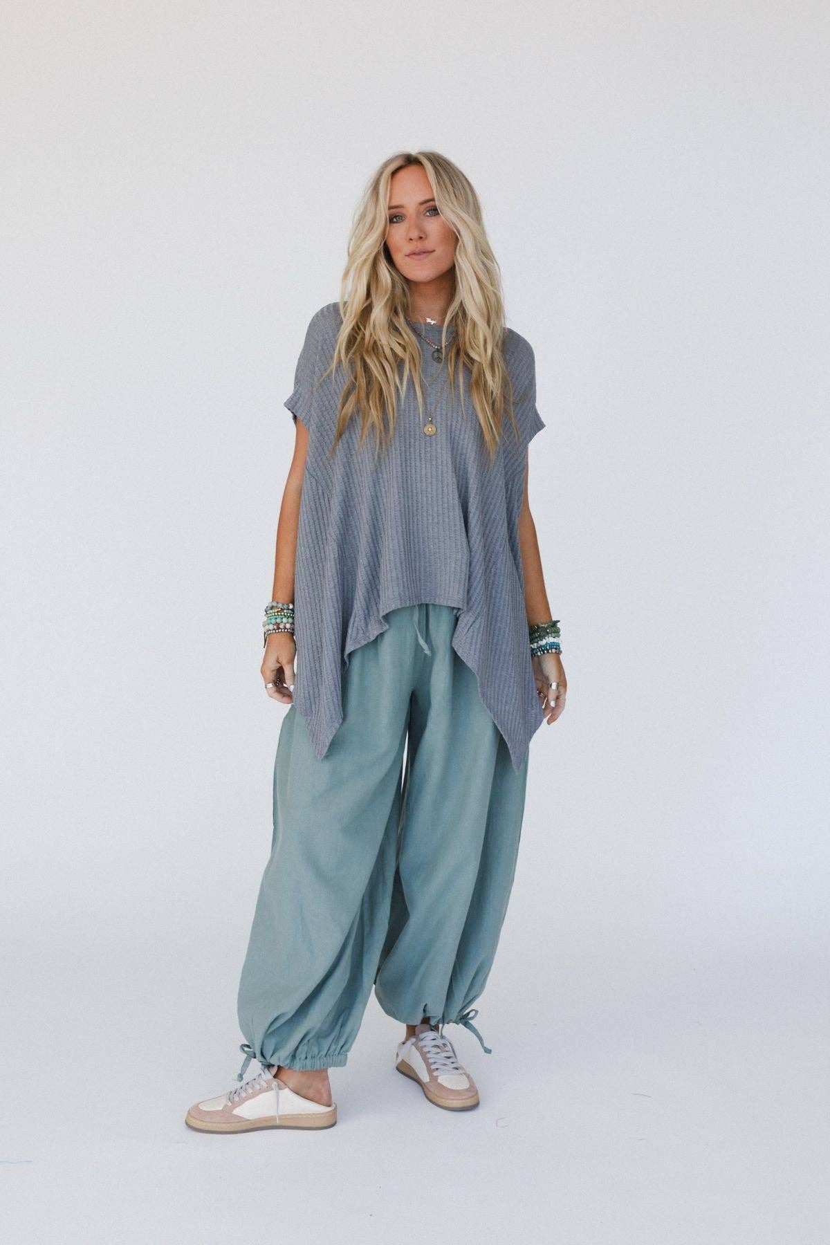 Three Bird Nest Everleigh Textured Tunic Top - Heather Gray