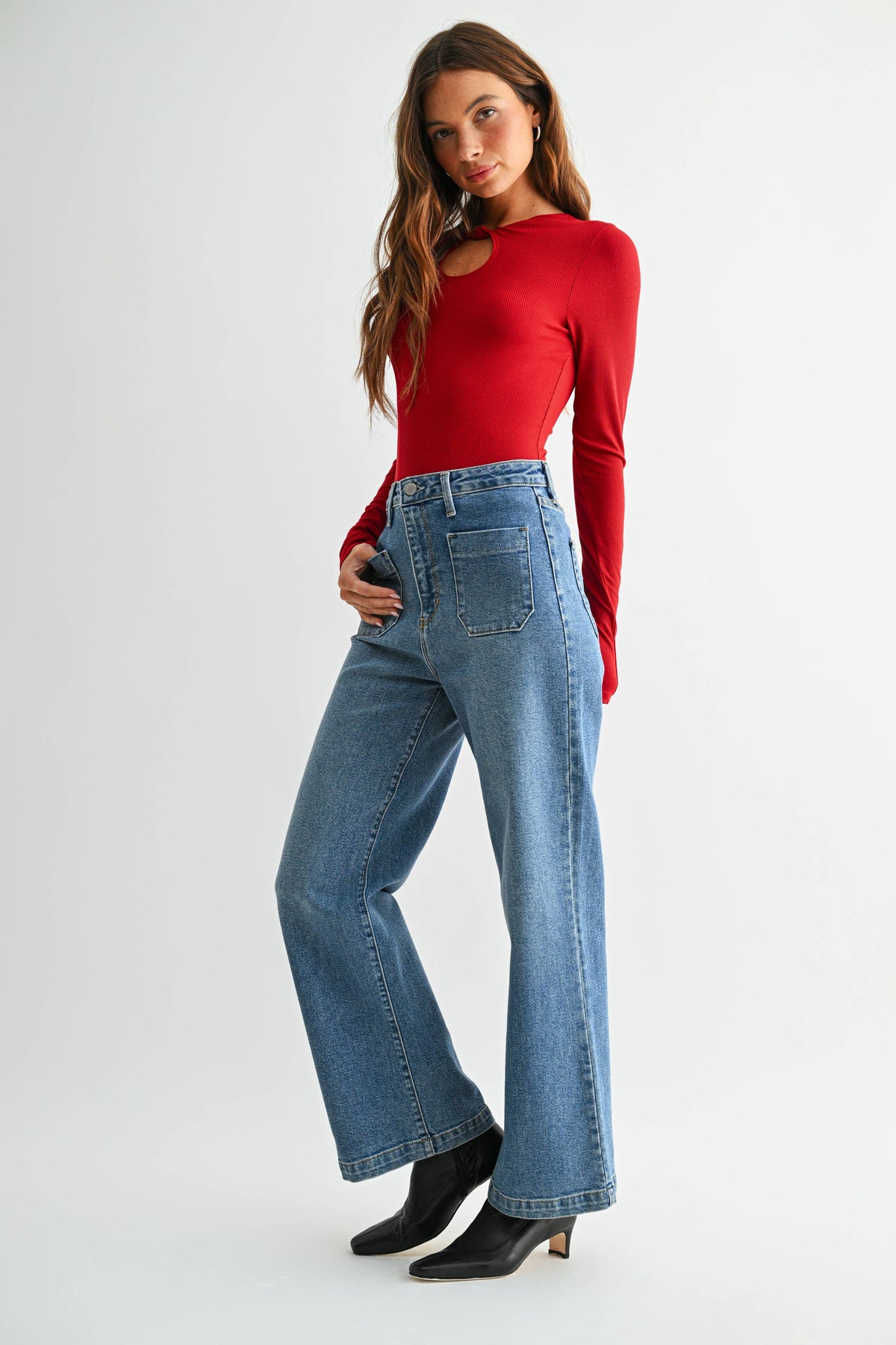 JUST BLACK DENIM Patch Pocket Wide Leg