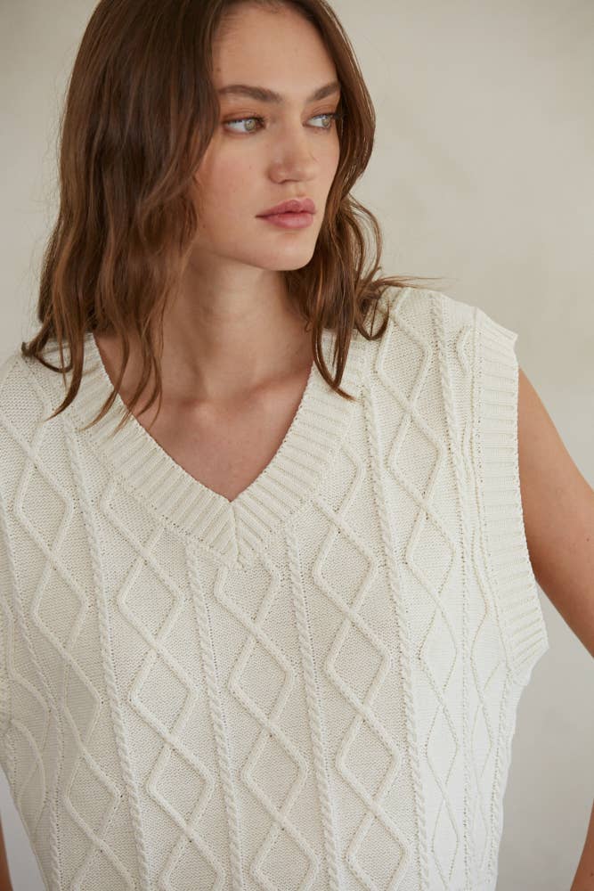 By Together Kristie Knit Sweater Vest Ivory L
