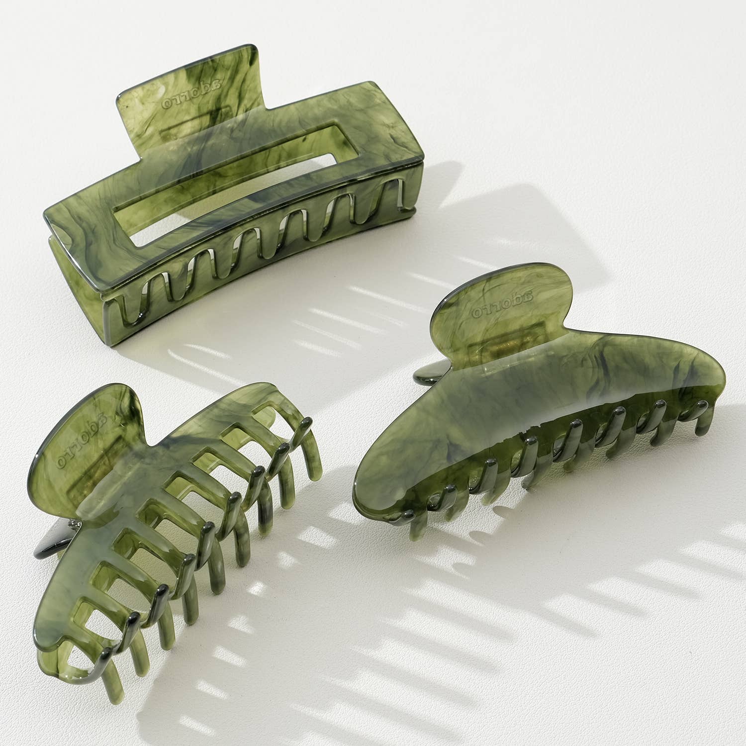Adorro Jade Green Large | Assorted Large Claw Clips