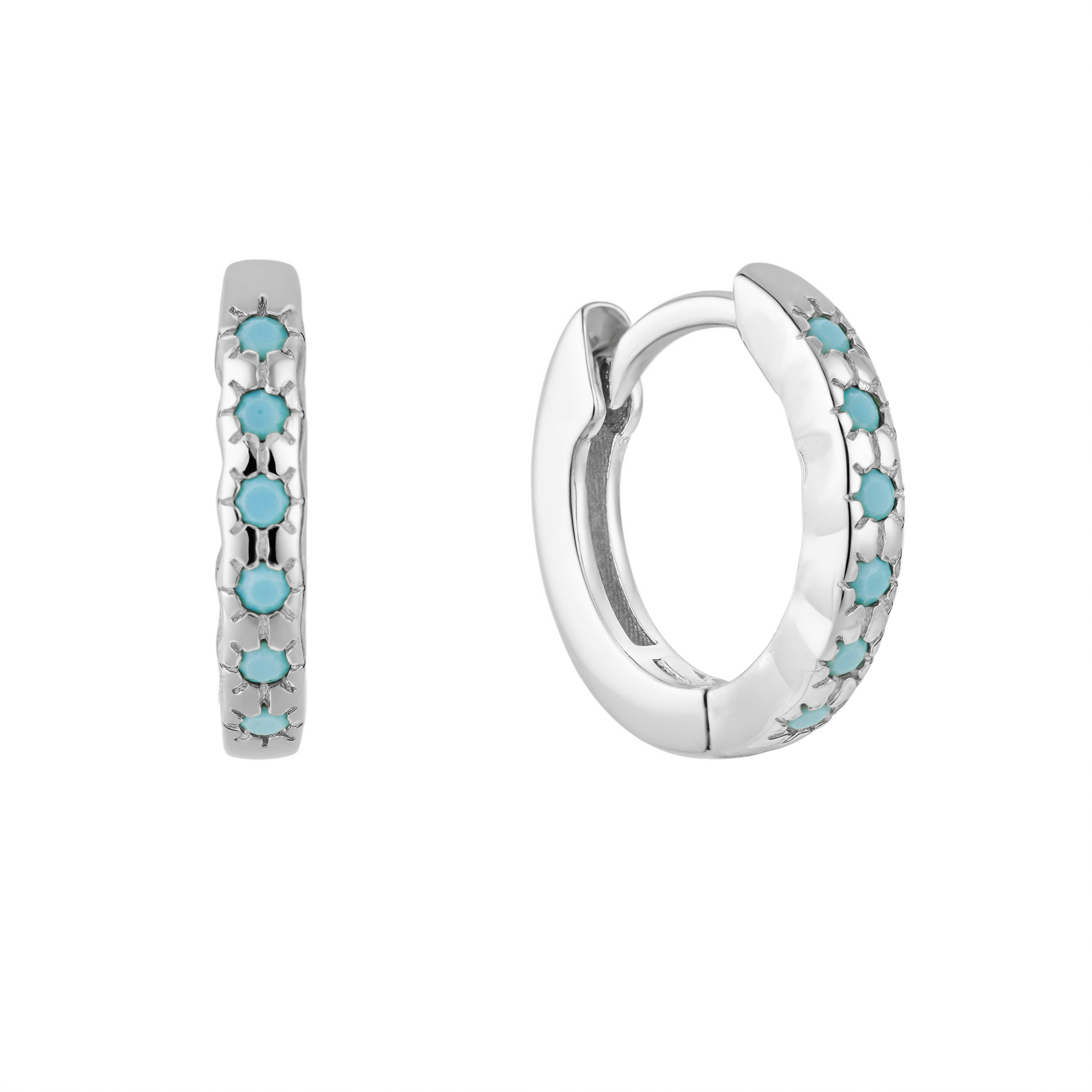 The Salty Gem TURQUOISE HOOPS Silver