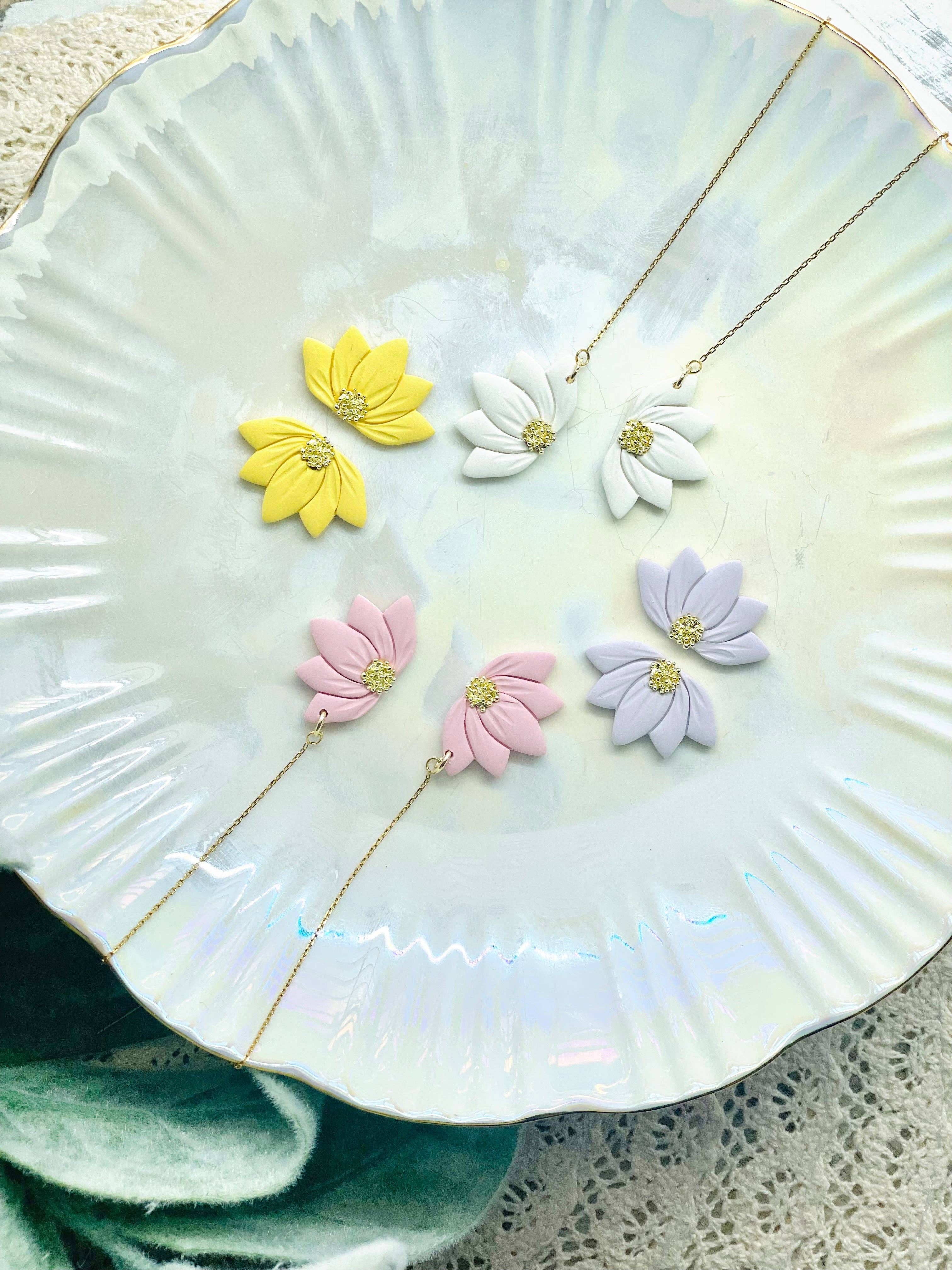 E & M Creative Design Co. Half flower earrings