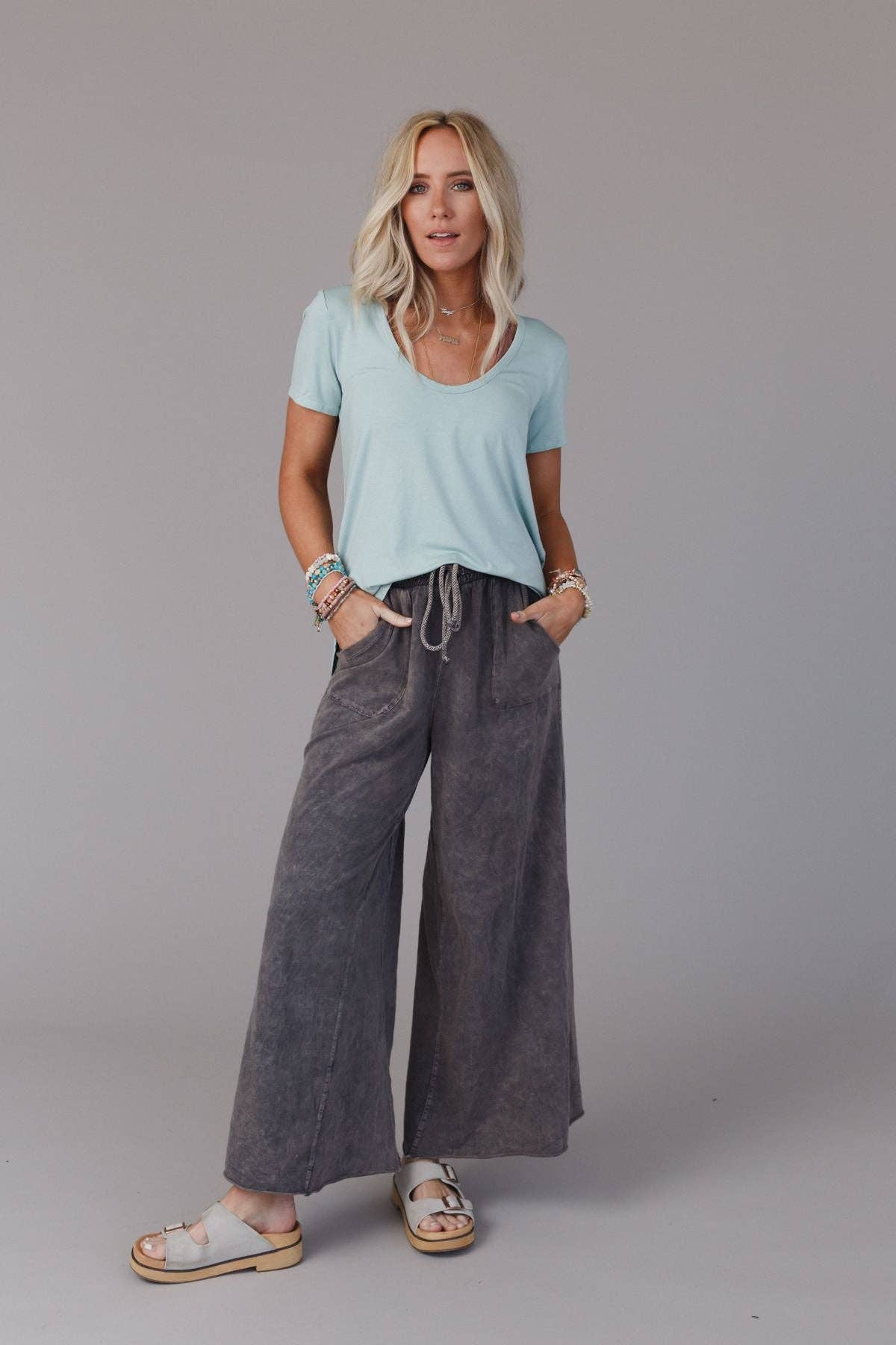 Three Bird Nest Scoop Neck Bralette Tee - Washed Seafoam