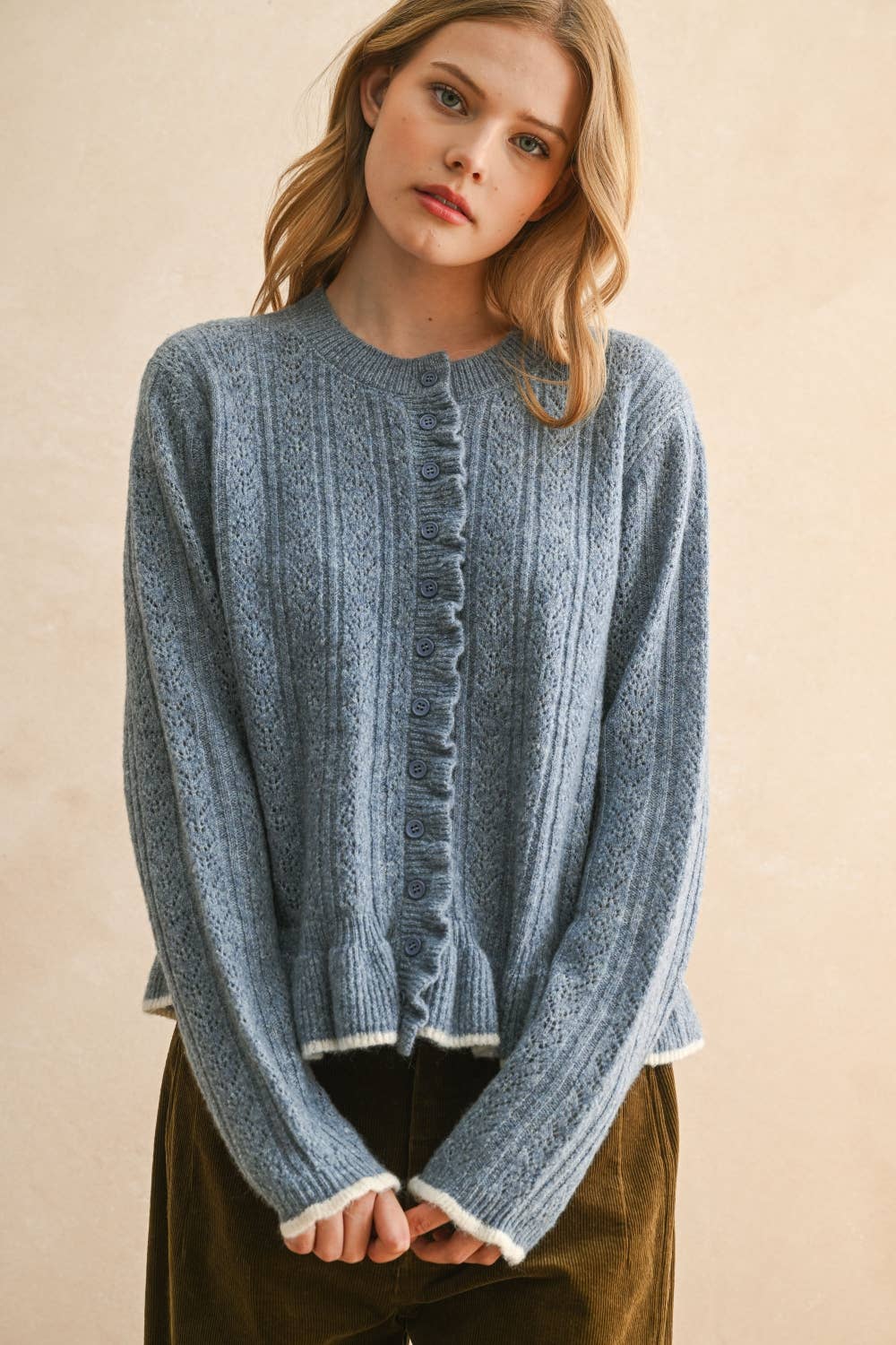 MIOU MUSE MORNING FROST SWEATER CARDIGAN DENIM BLUE M